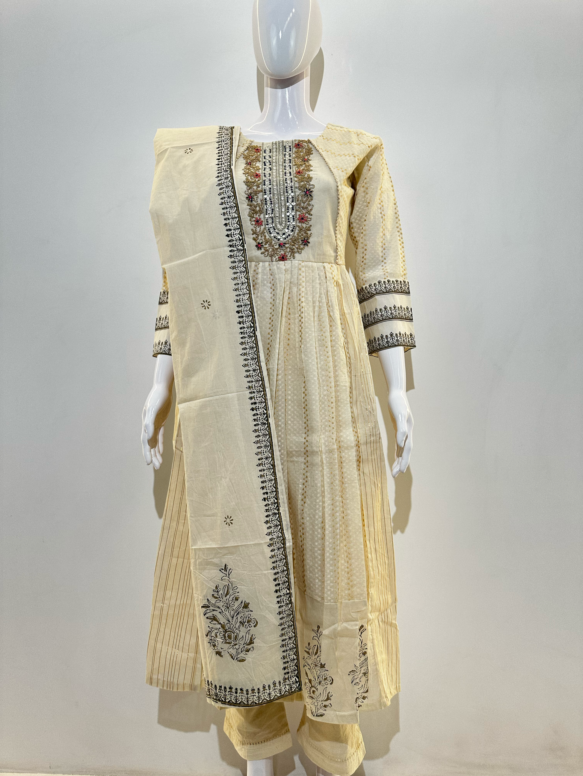 Cotton Embroidery kurti Set - 3 Piece