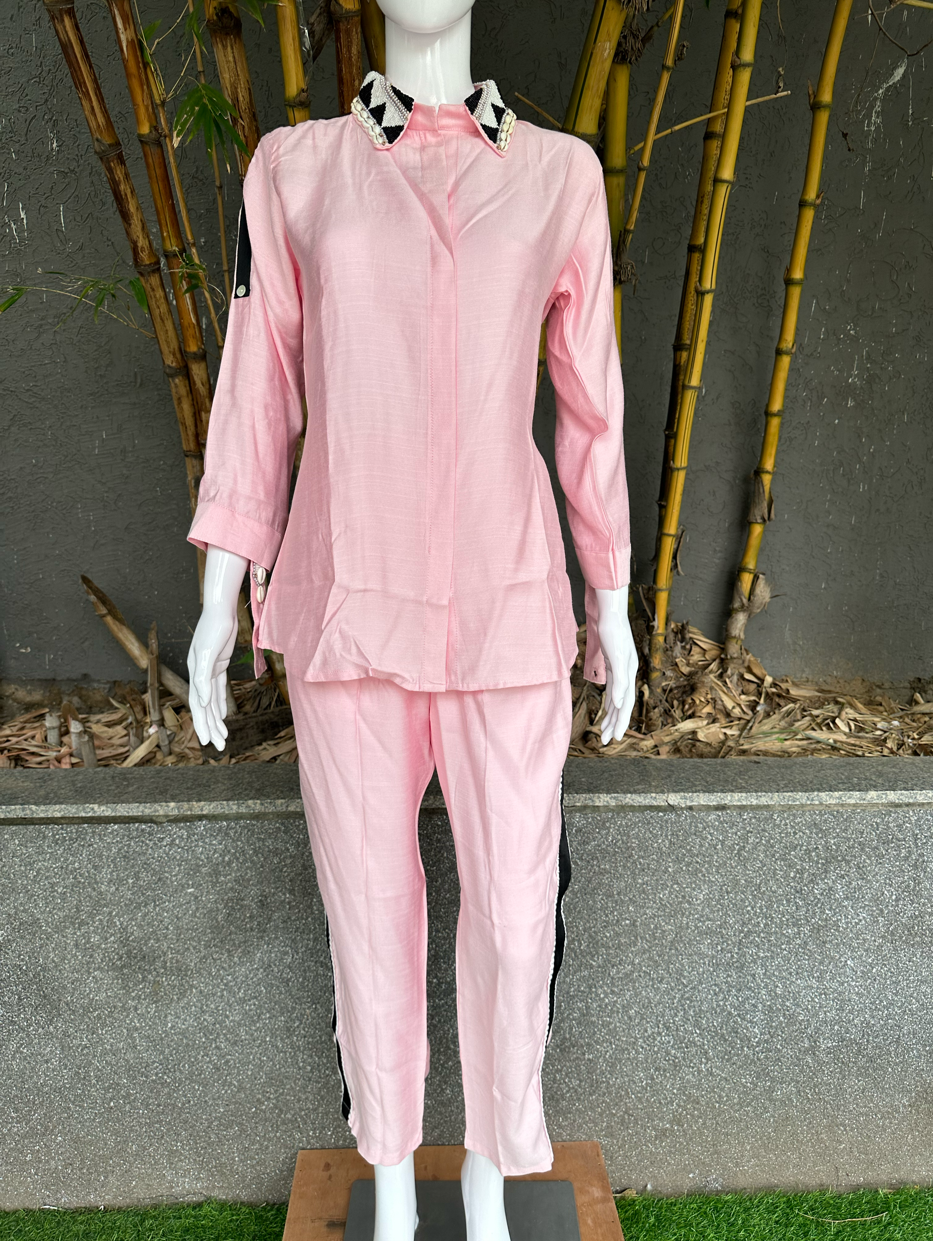 Pure Cotton Embroidery Coords - Pink