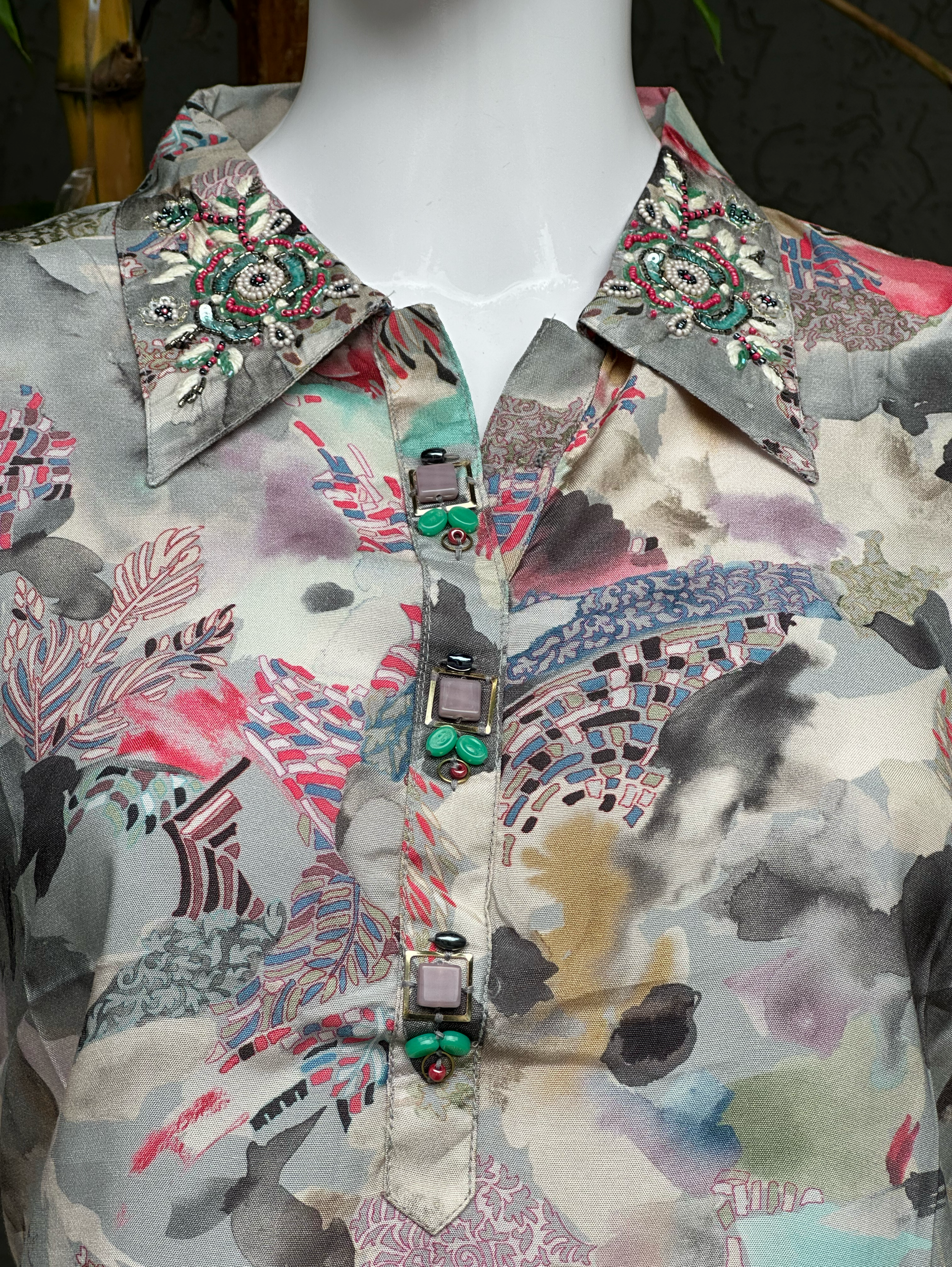 Muslin Collar Hand work & Stand Patti work