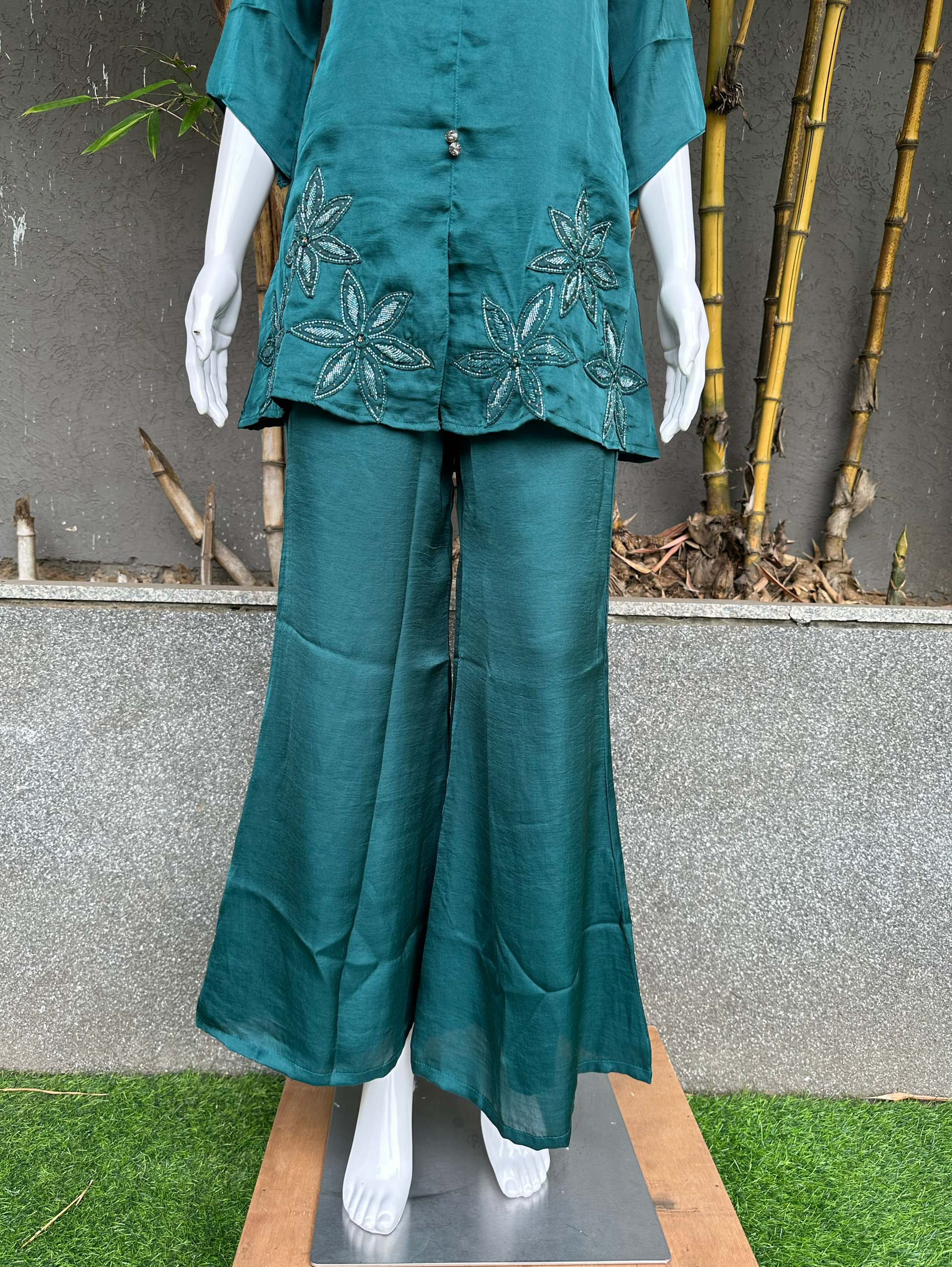 Soft Silk Hand work Coords with Plazzo