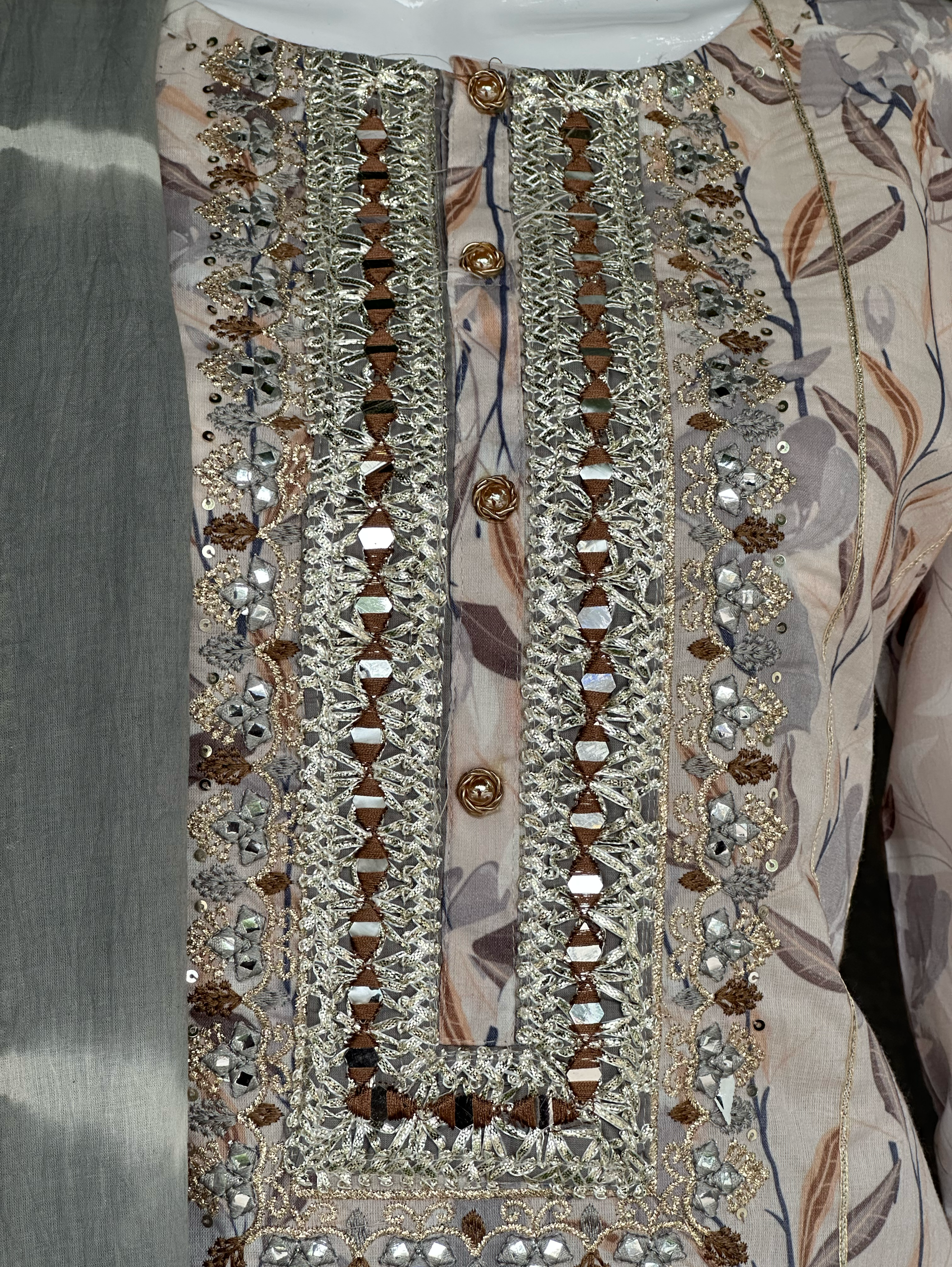 Image of Cotton Embroidery Kurti Set - 3 Piece