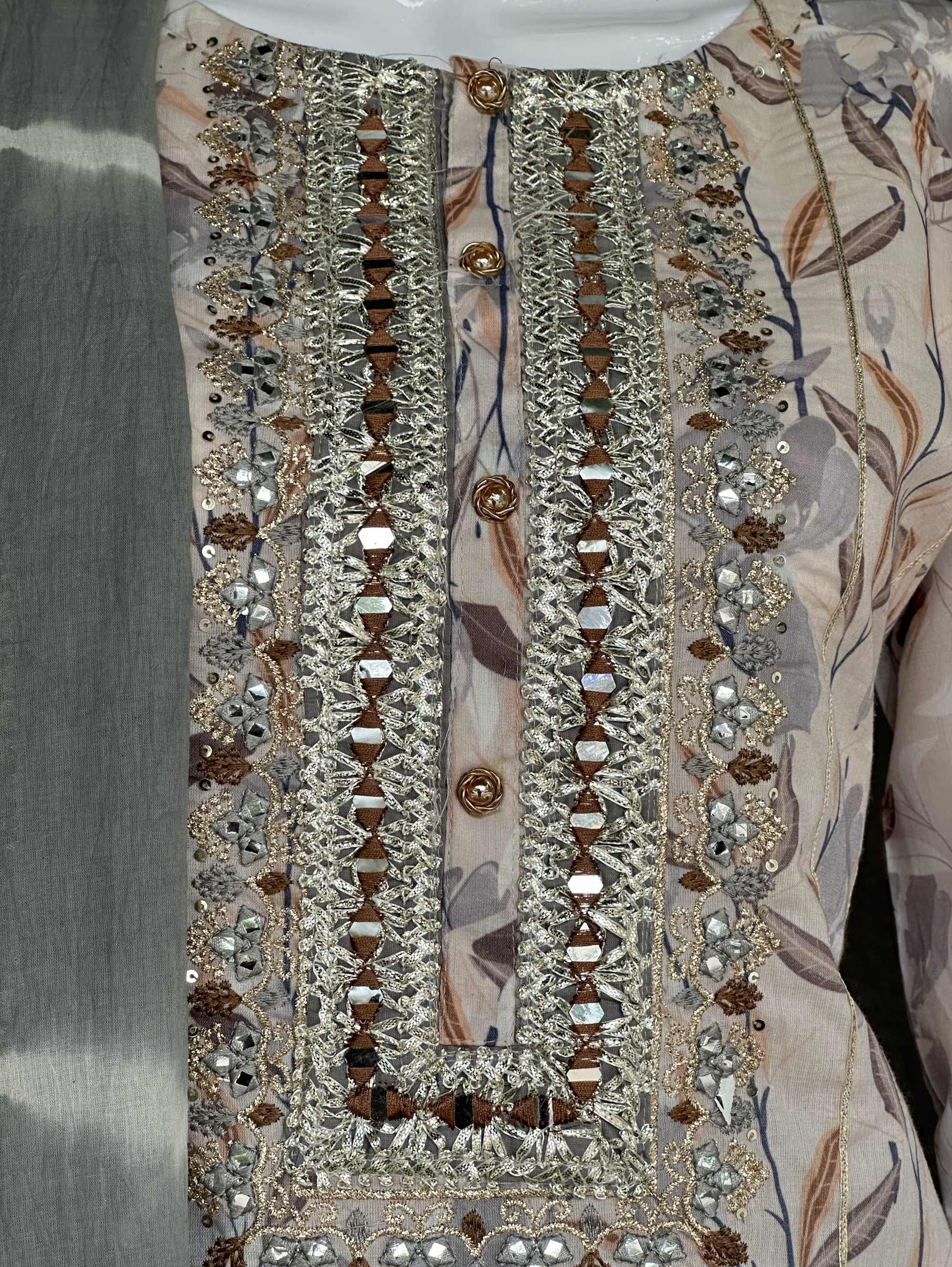 Cotton Embroidery Kurti Set - 3 Piece