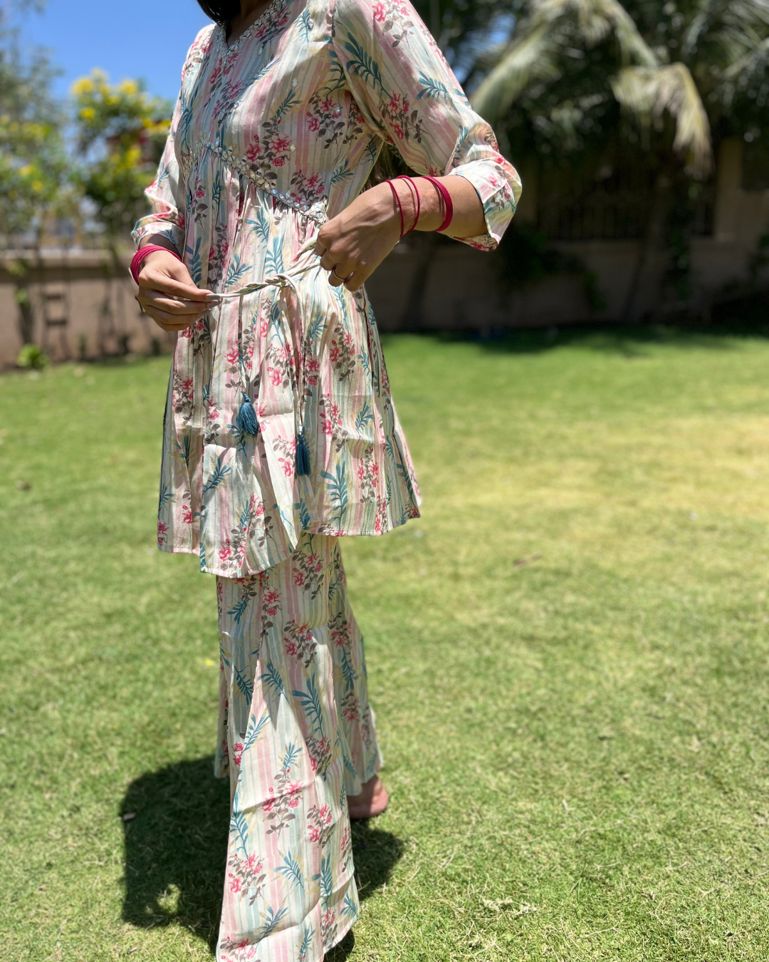Image of Bell Bottom Muslin Coord Set - 2 Piece