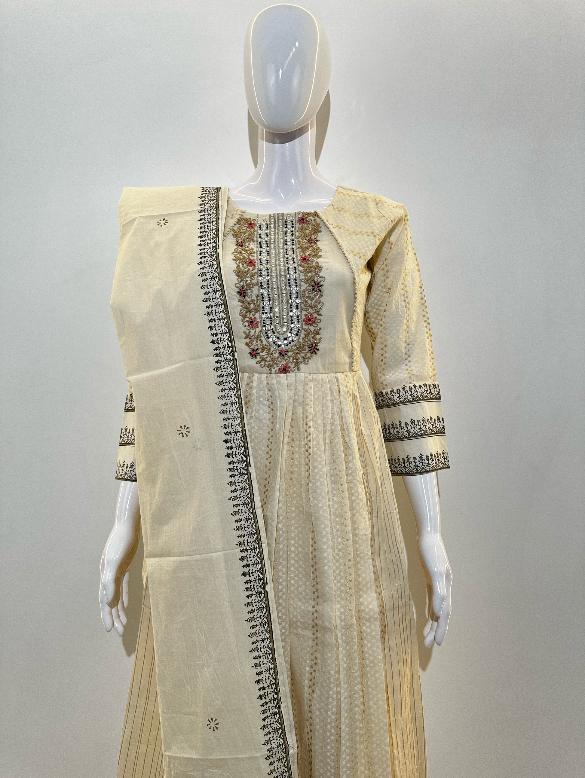 Cotton Embroidery kurti Set - 3 Piece