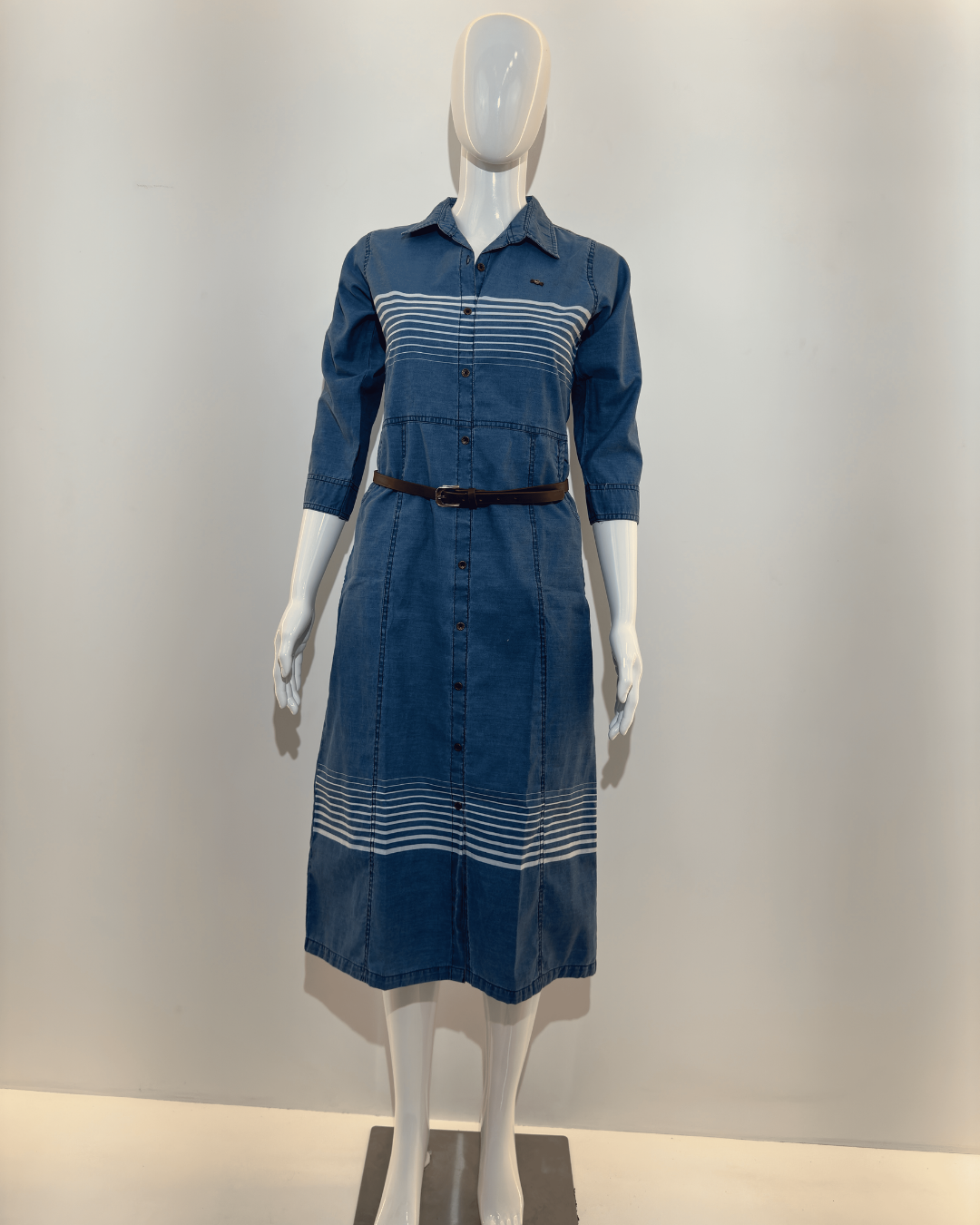 Stripe Denim Mindy Dress with Belt