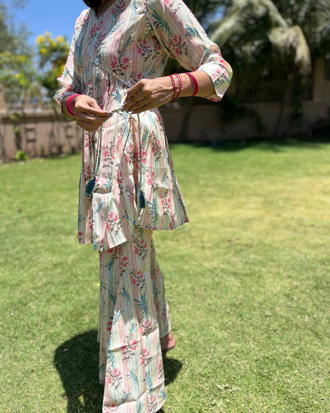 Image of Bell Bottom Muslin Coord Set - 2 Piece