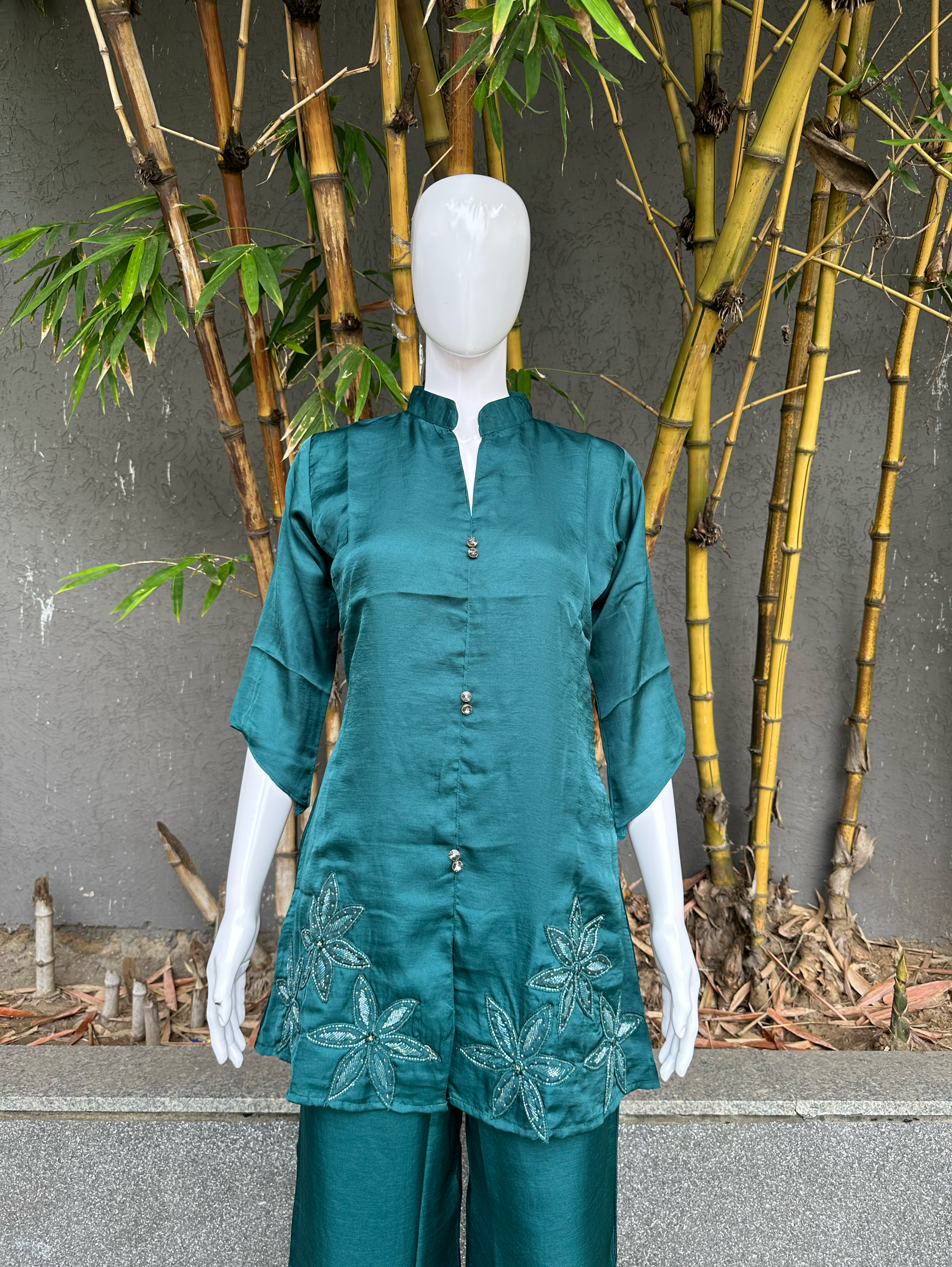 Image of Soft Silk Hand work Coords with Plazzo