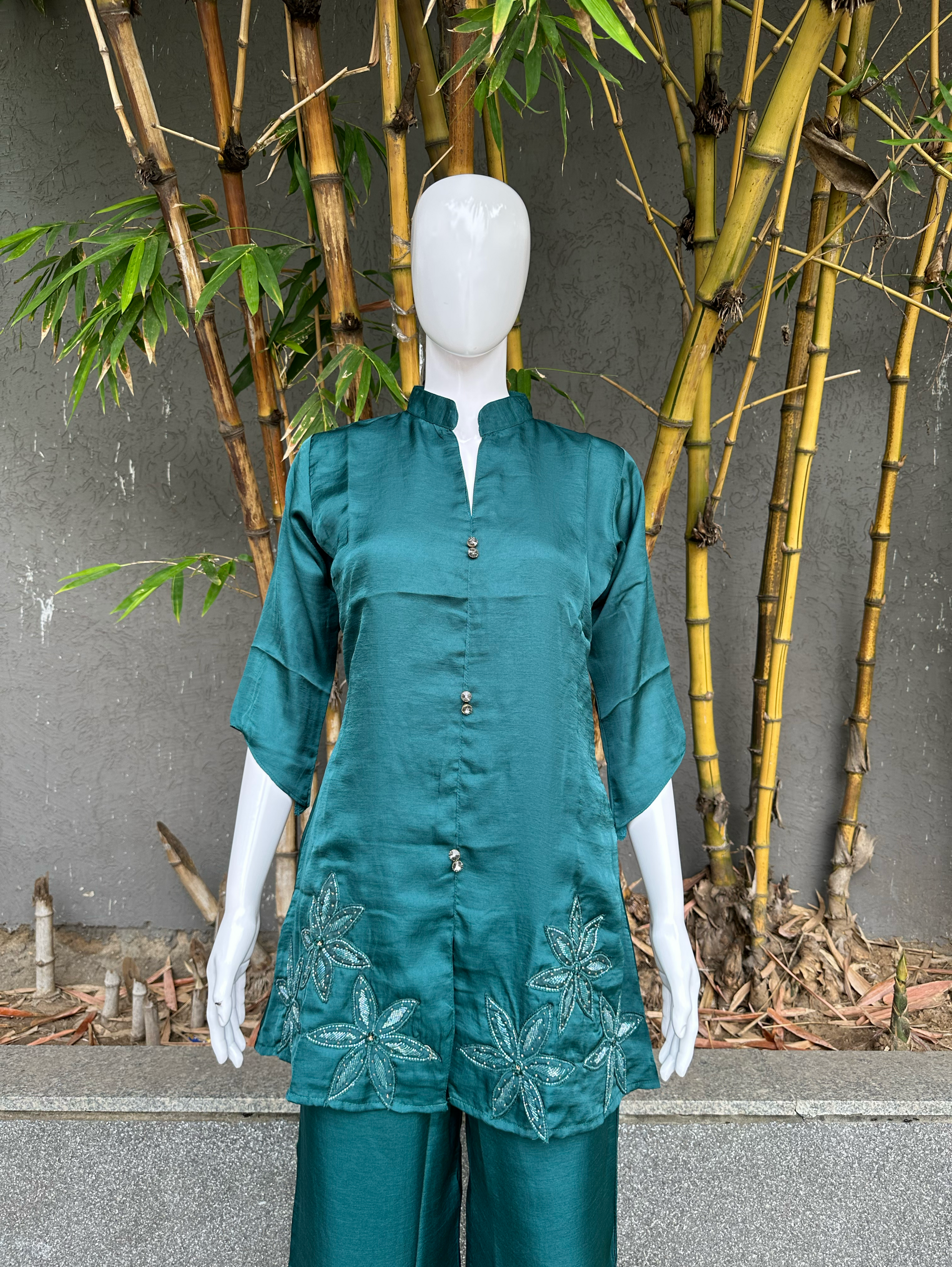 Soft Silk Hand work Coords with Plazzo