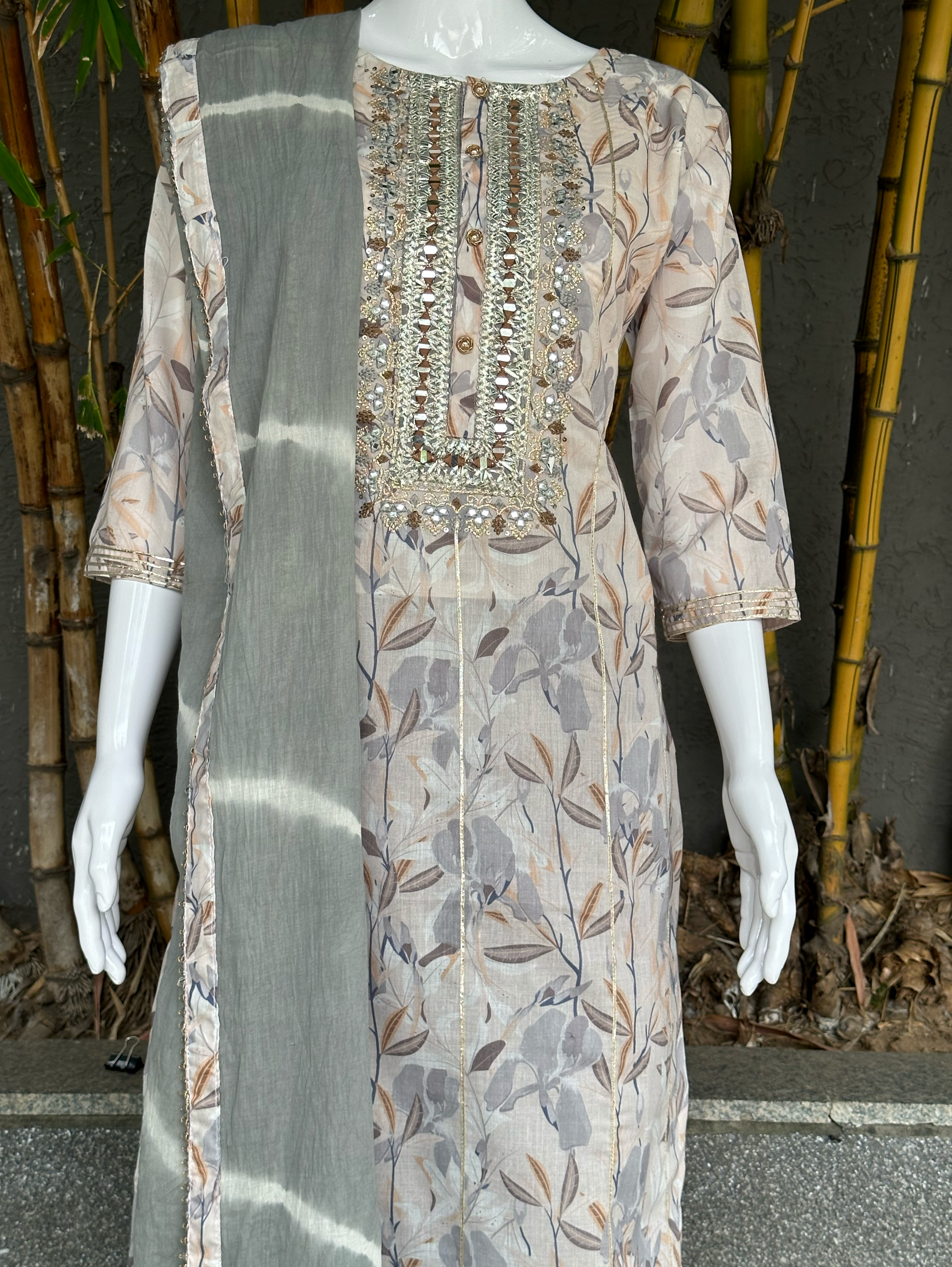 Image of Cotton Embroidery Kurti Set - 3 Piece