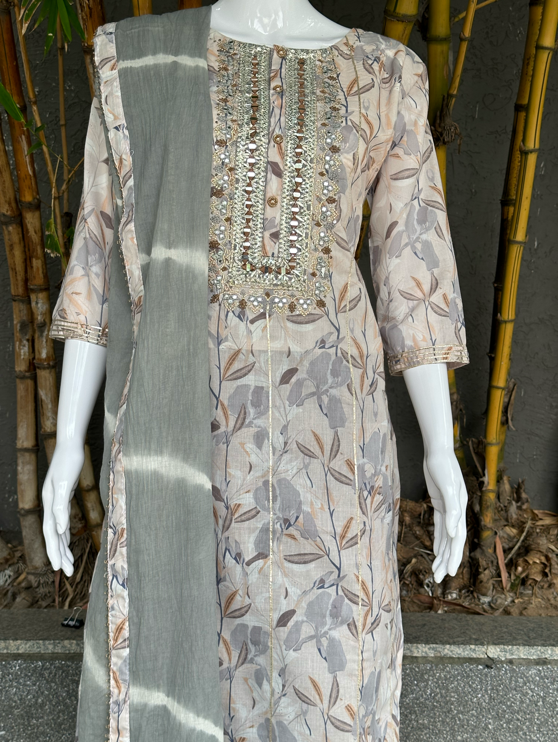 Cotton Embroidery Kurti Set - 3 Piece