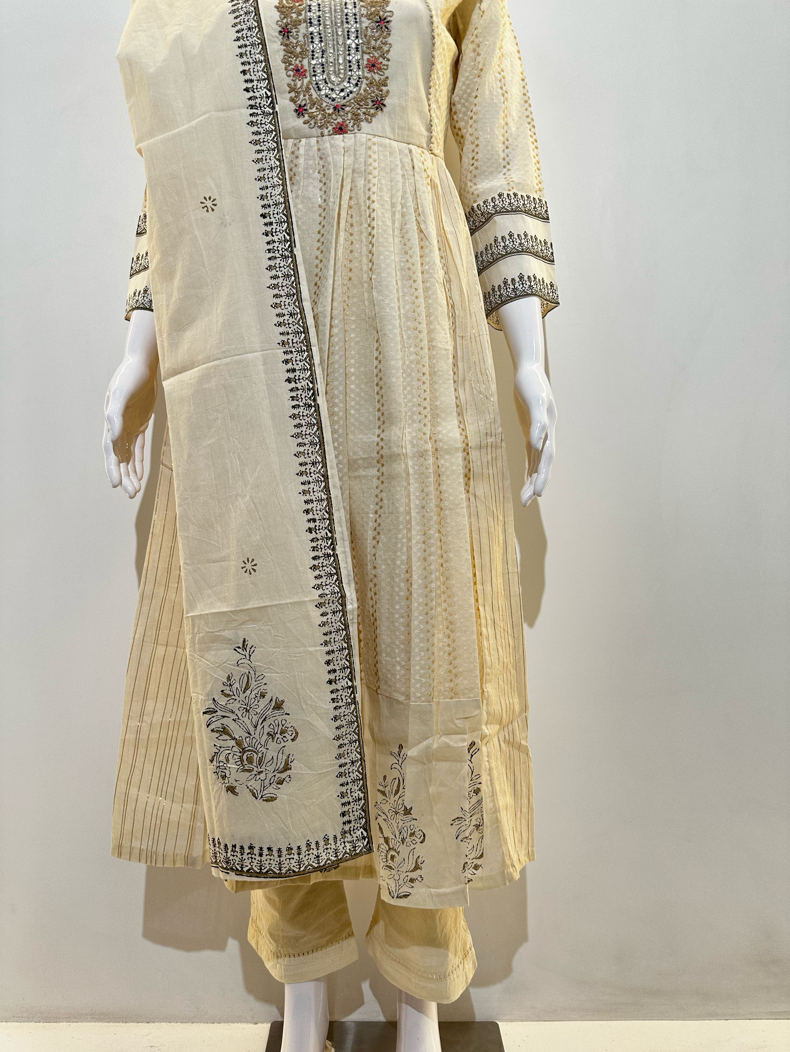 Image of Cotton Embroidery kurti Set - 3 Piece