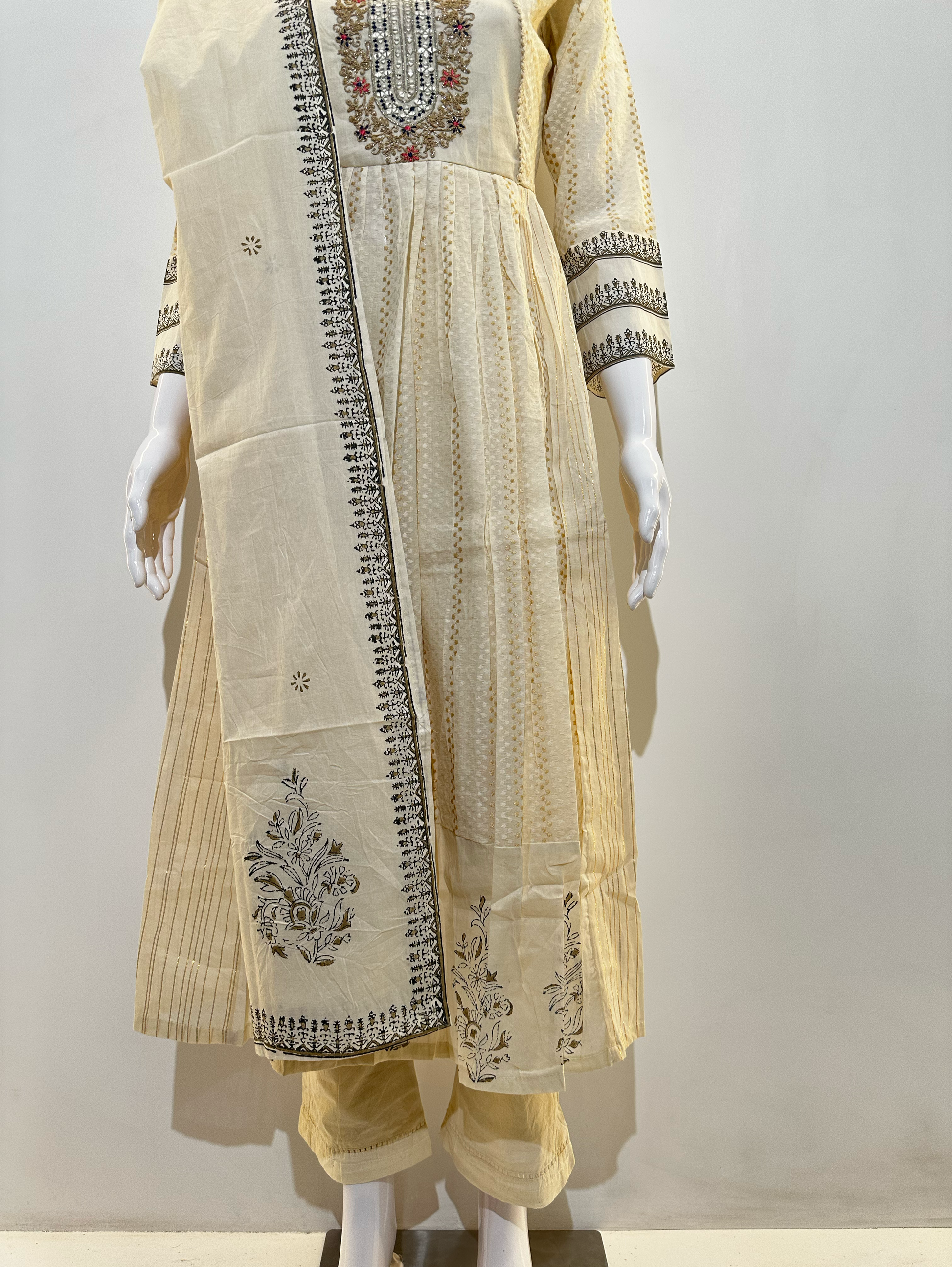 Cotton Embroidery kurti Set - 3 Piece