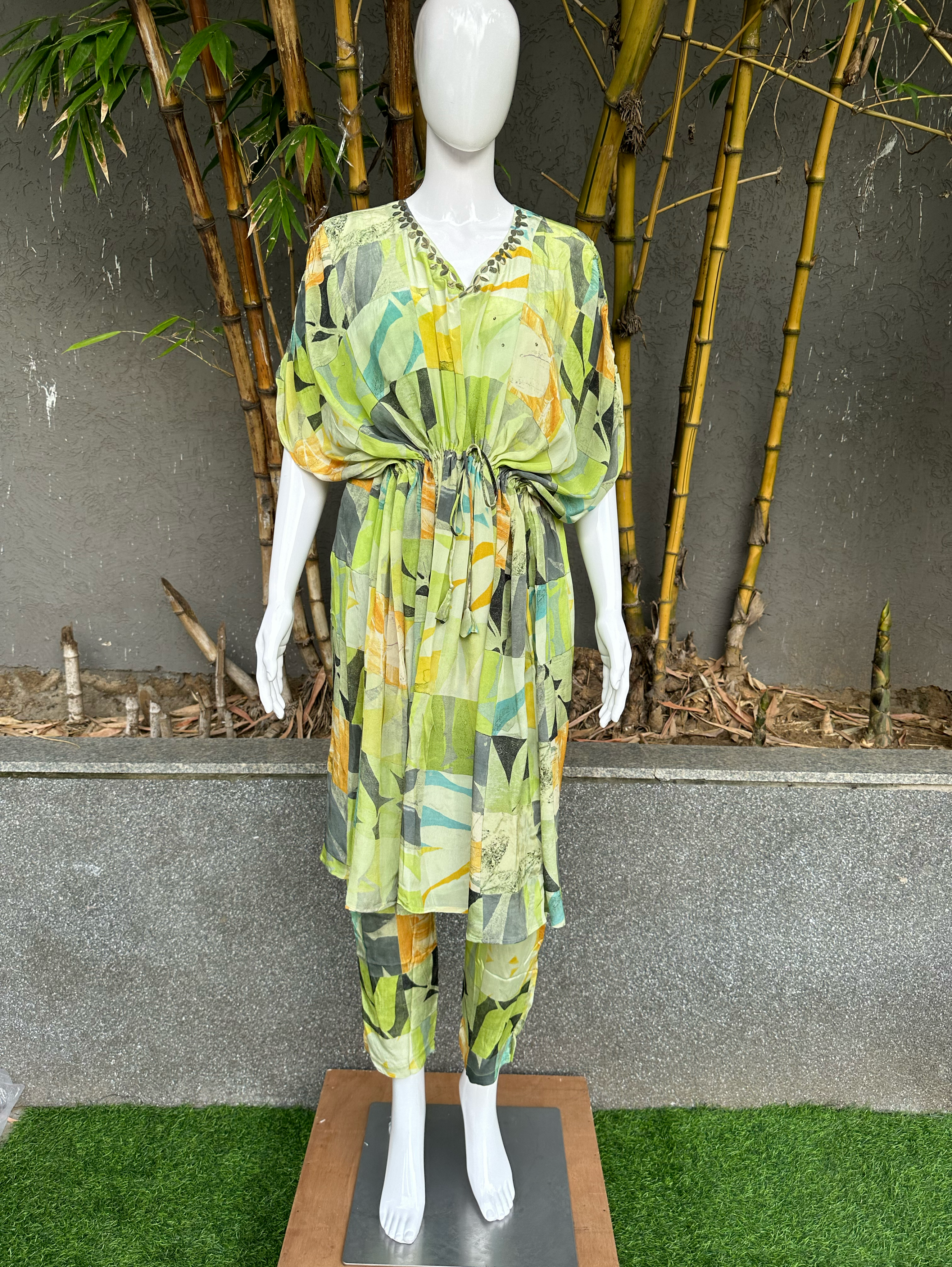Image of Kaftan Style Coords with Work - 3 Piece