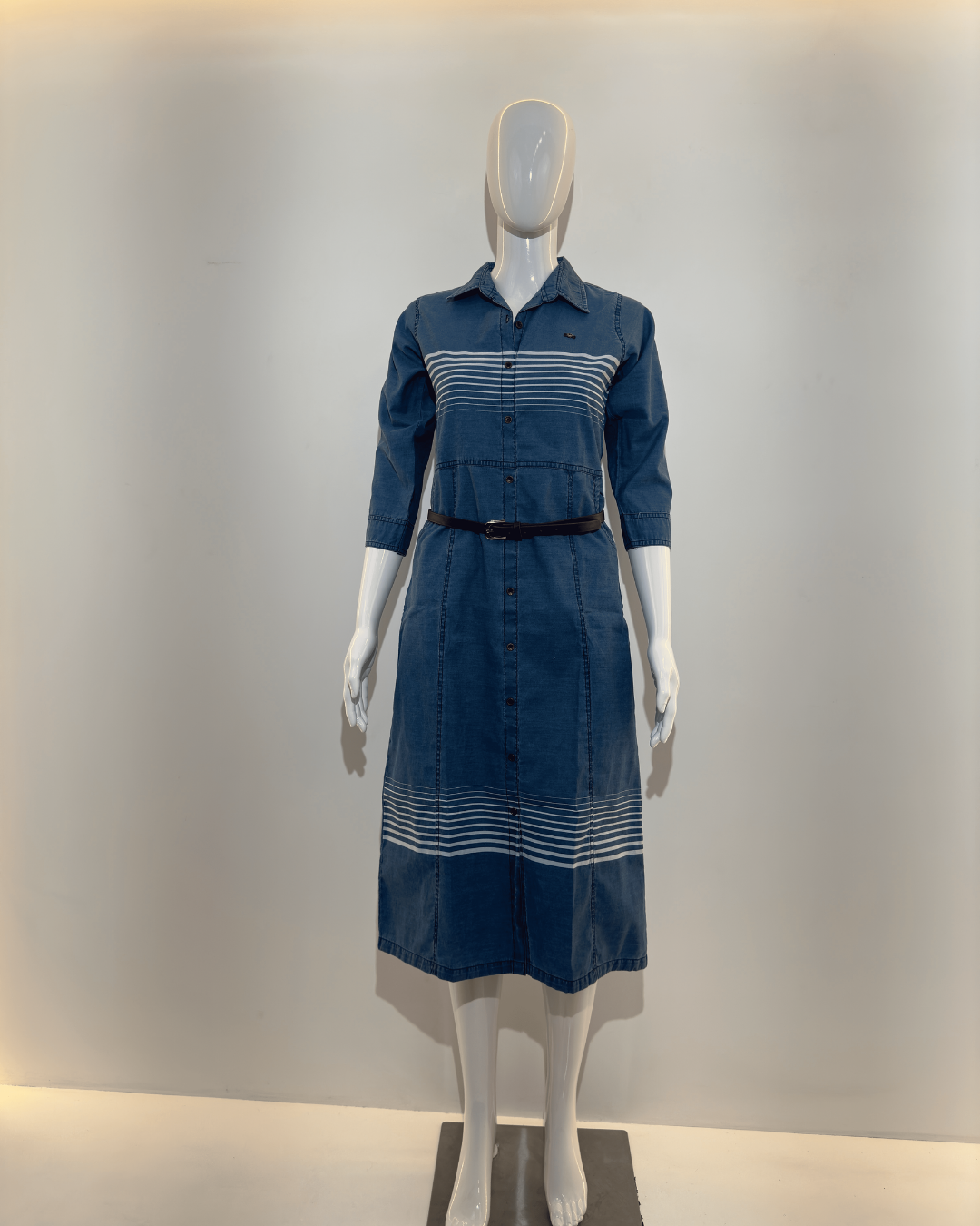 Image of Stripe Denim Mindy Dress with Belt
