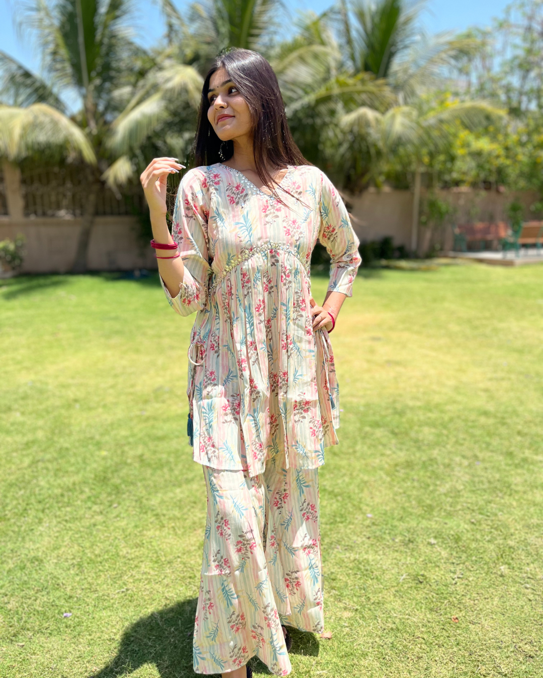 Image of Bell Bottom Muslin Coord Set - 2 Piece