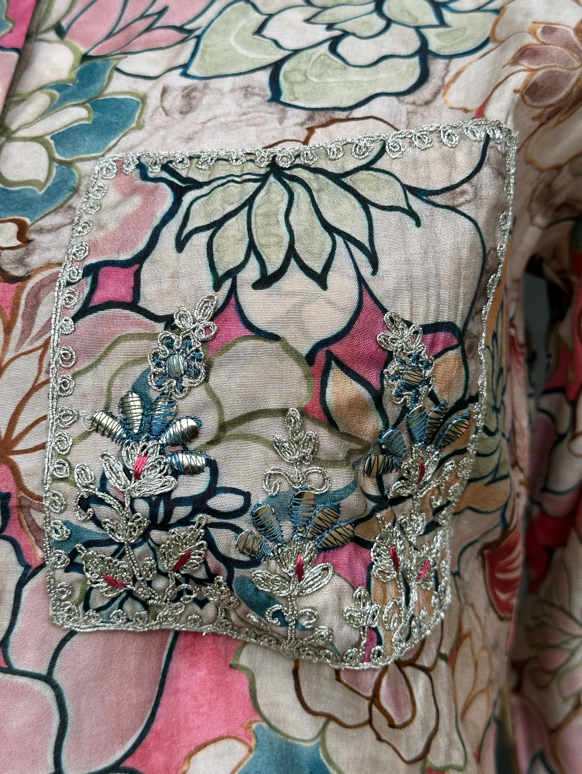 Muslin Collar & Pocket Embroidery Coords