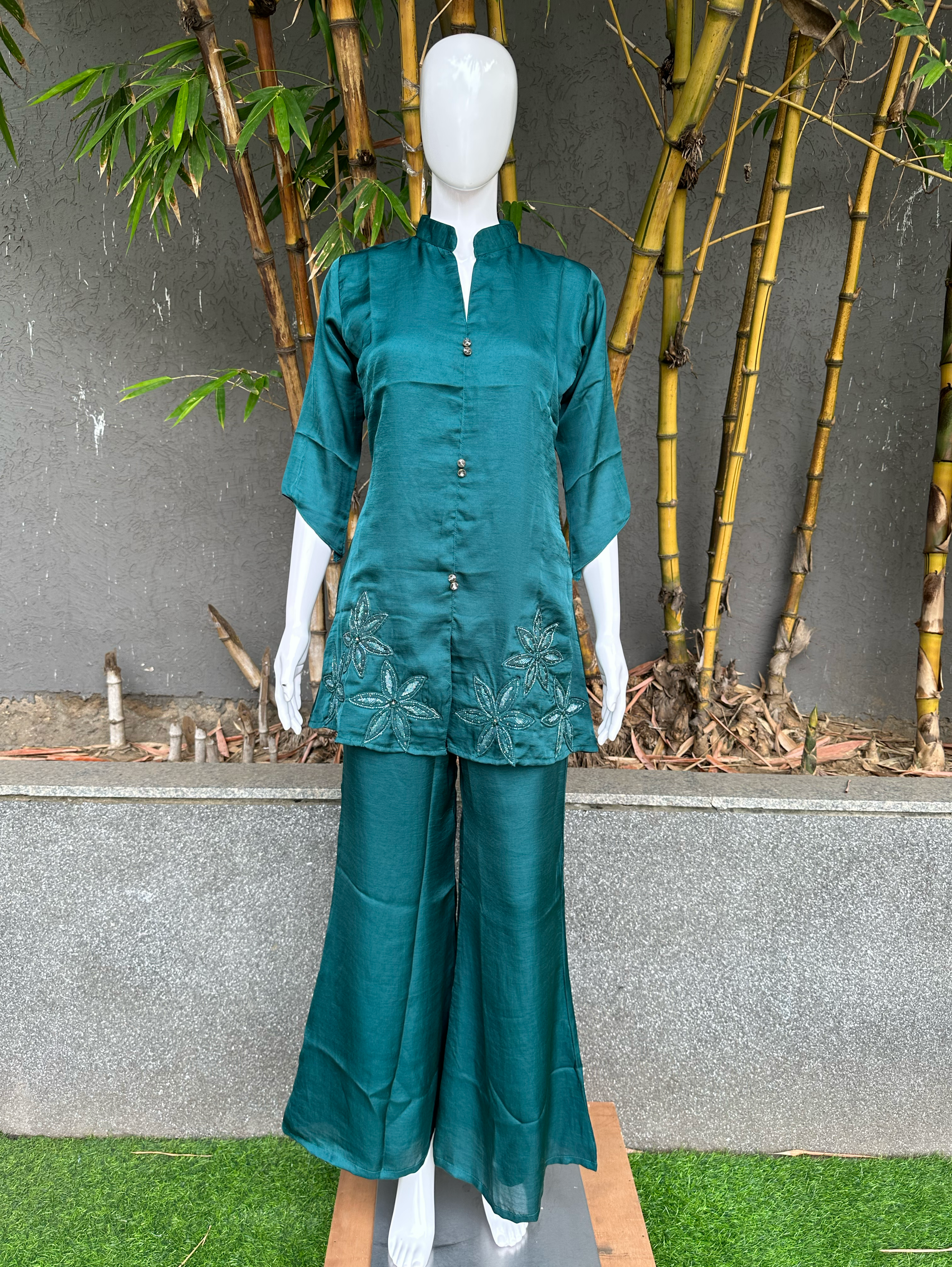 Soft Silk Hand work Coords with Plazzo