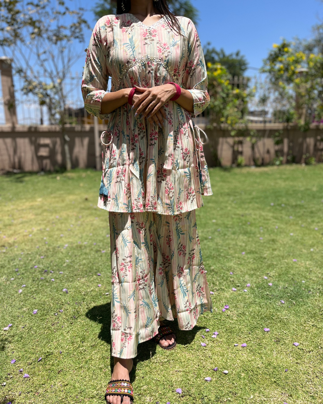 Bell Bottom Muslin Coord Set - 2 Piece