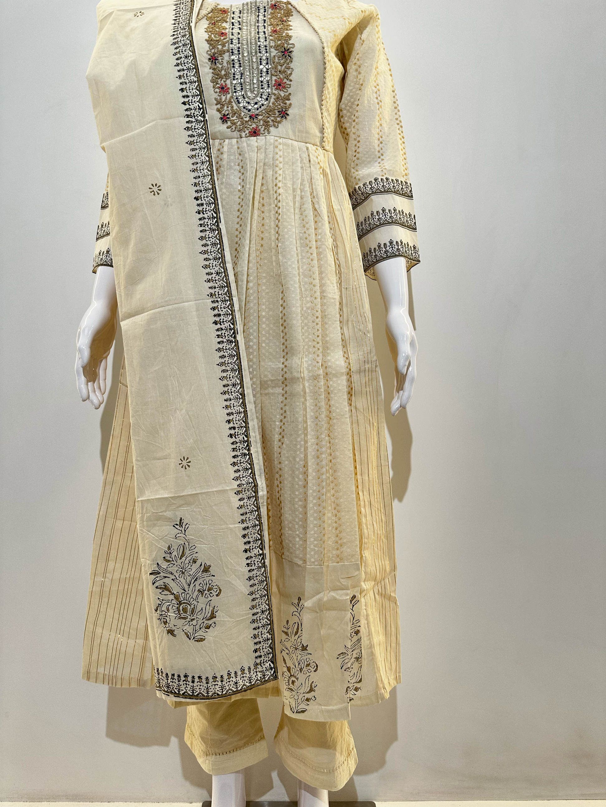 Cotton Embroidery kurti Set - 3 Piece