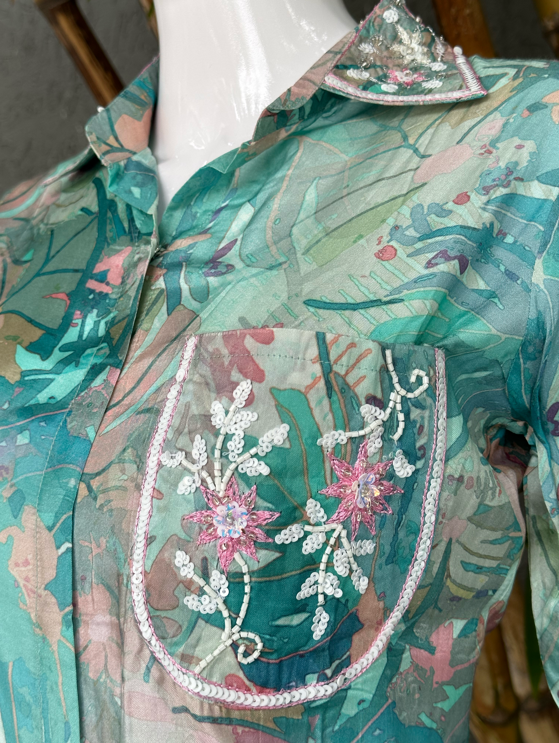Muslin Flower Print Coord Set with Hand work