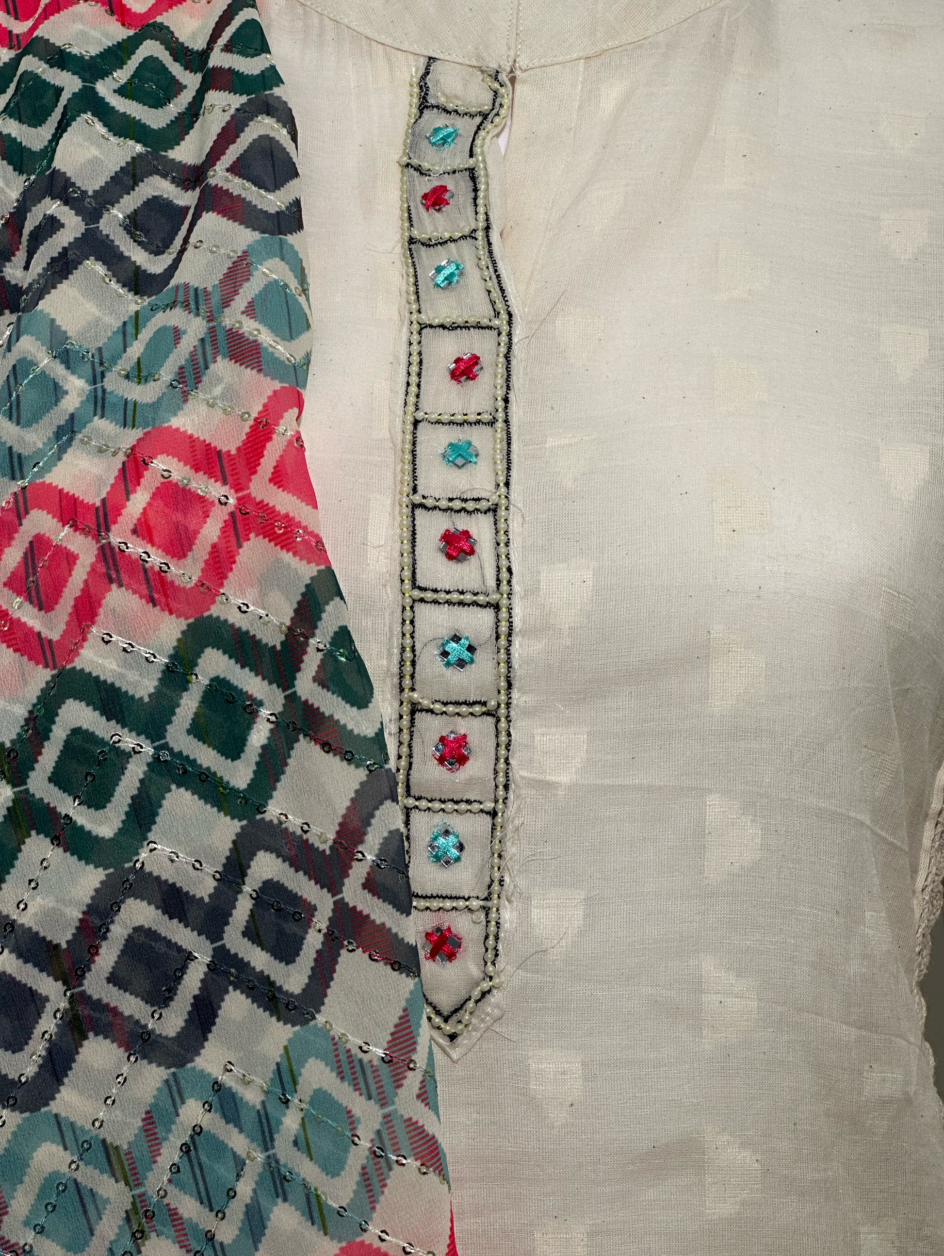 Afghani Style Daman Thread work  - 3 Piece