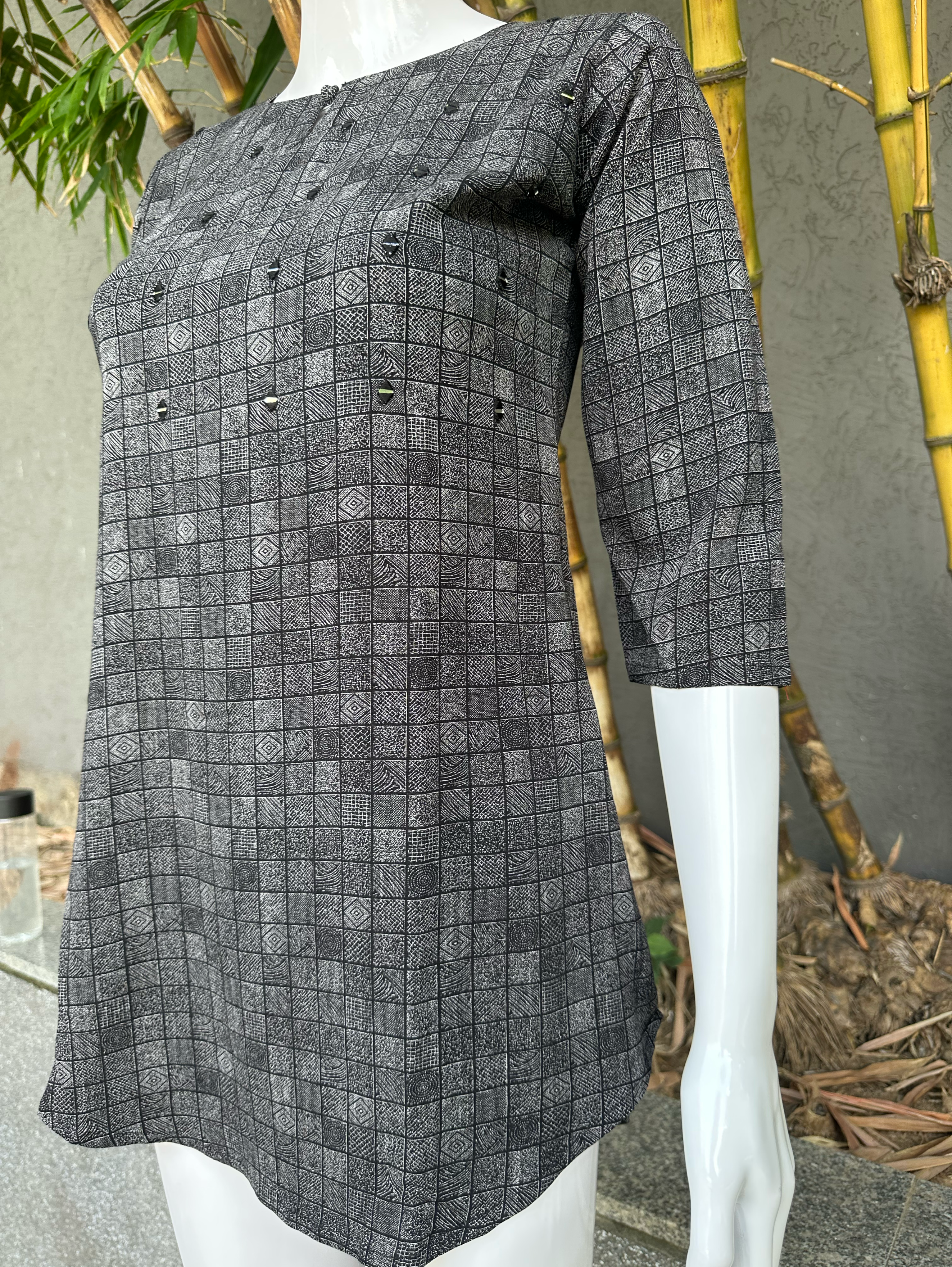 Image of Lycra Imported Fabric Mirror work Tunic