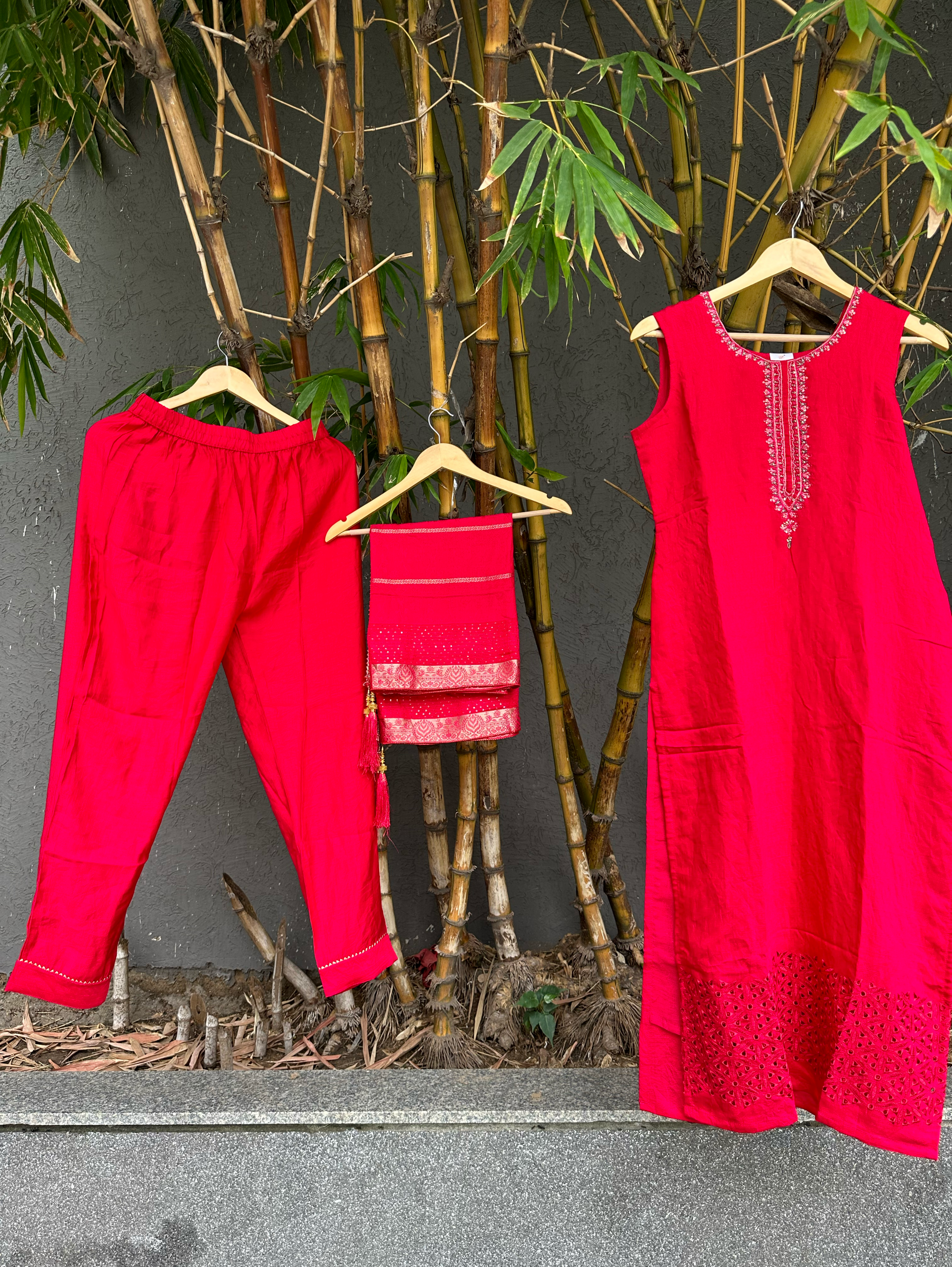 Cotton Slub 3 Piece with Hand Work