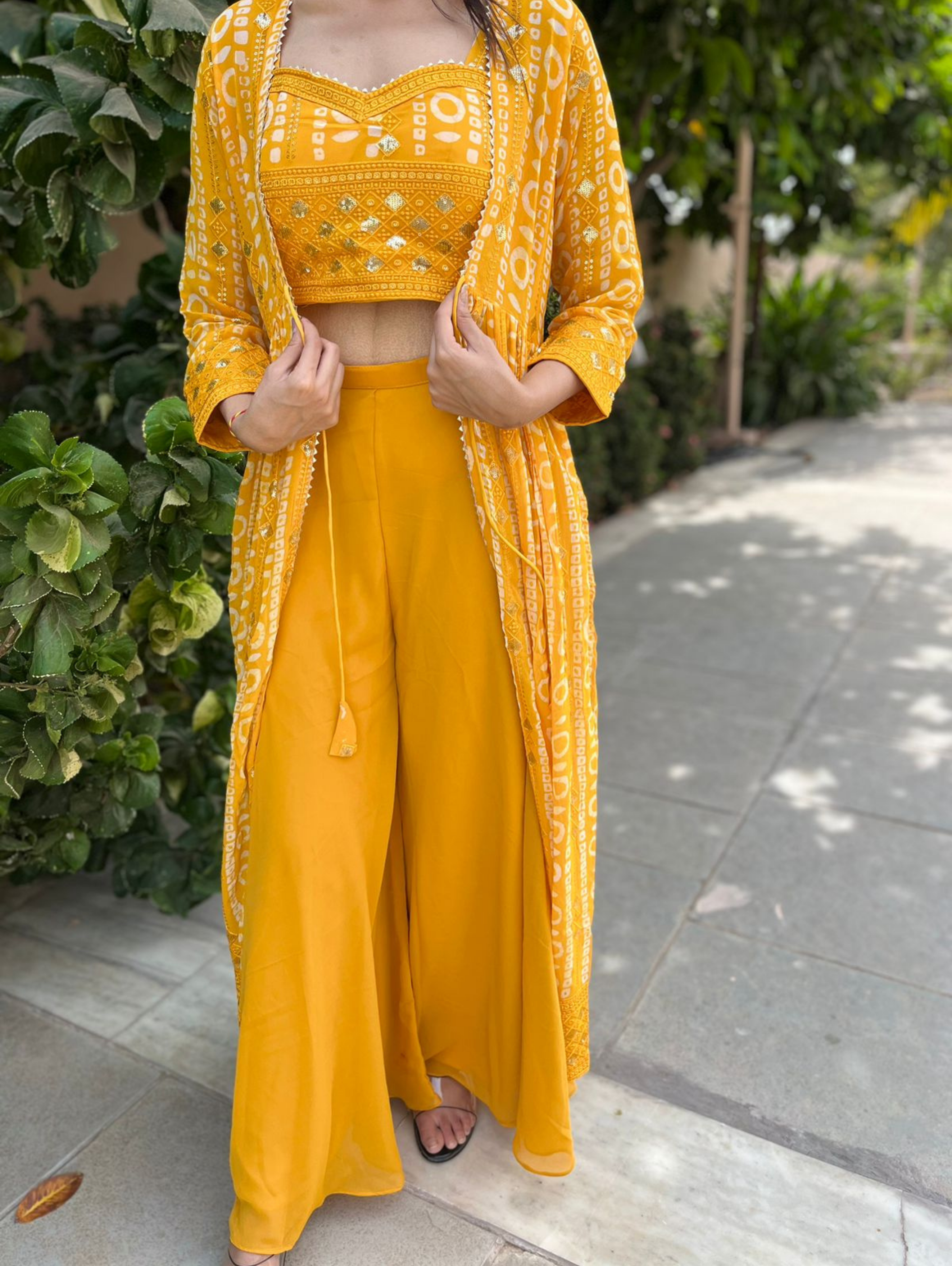 Image of Shrug Style Georgette 3 Piece