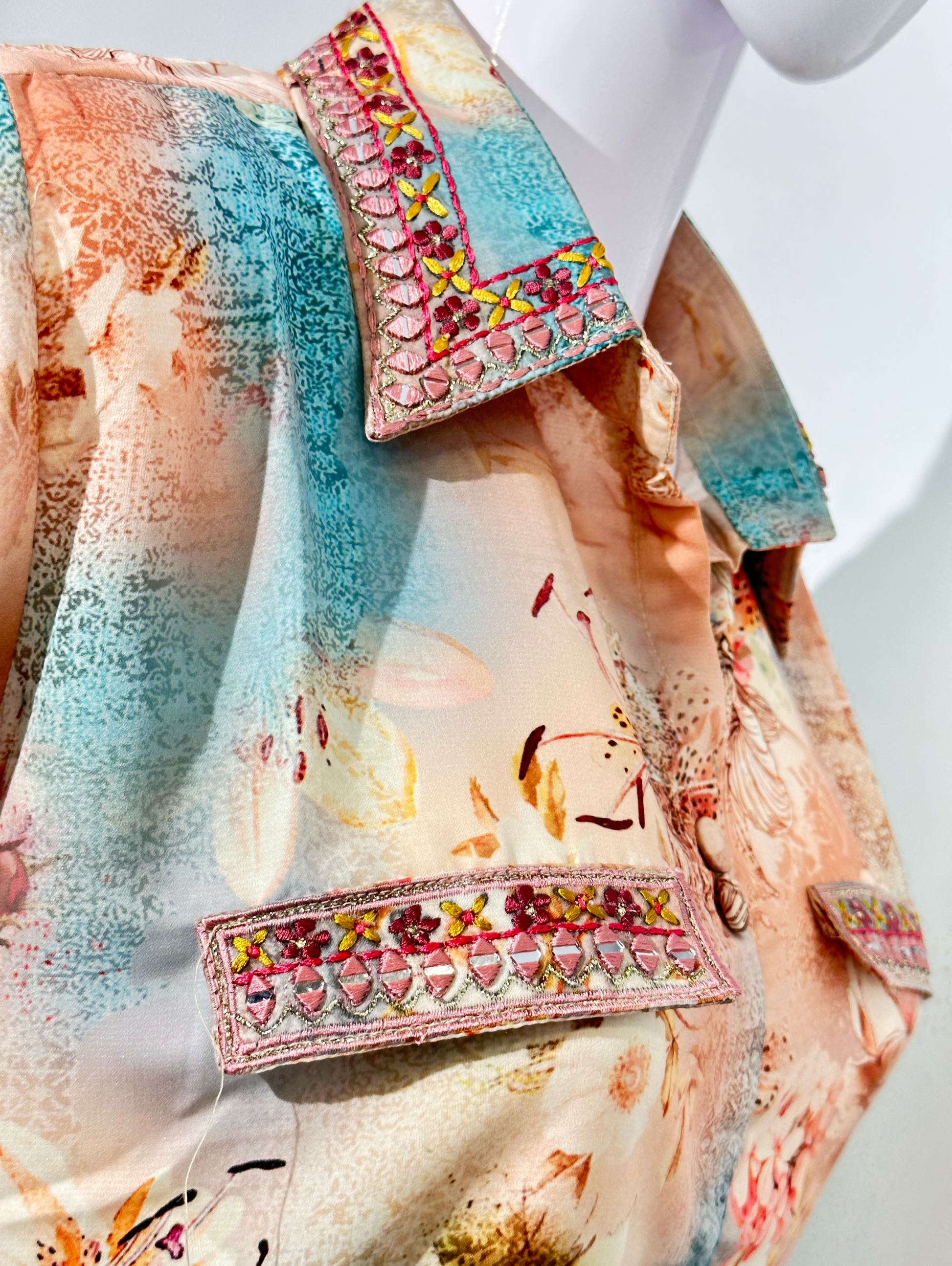 Muslin Collar Embroidery Mirror work Coords