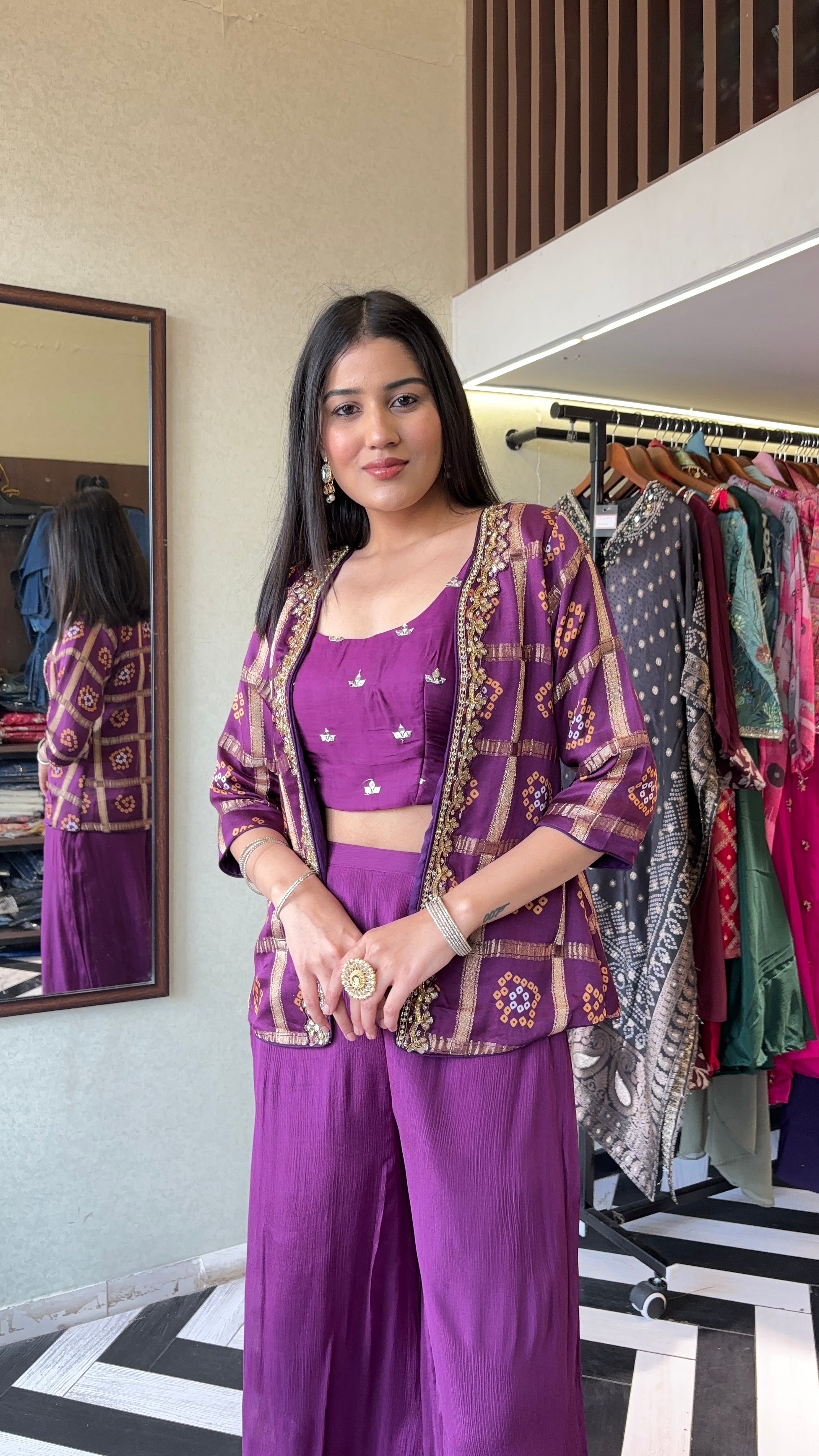 Image of Pure Gaji Silk 3 Piece Indo western