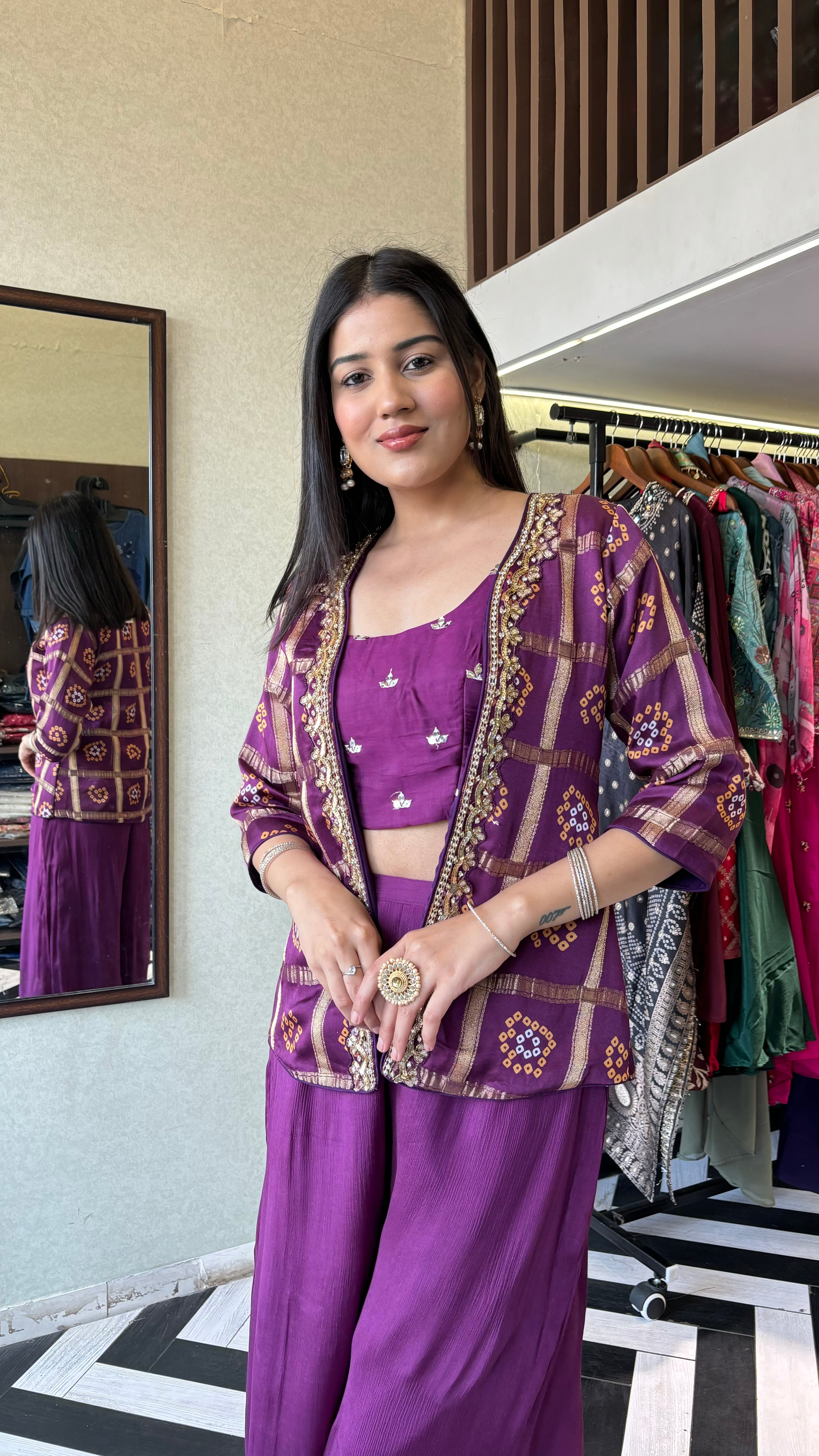 Image of Pure Gaji Silk 3 Piece Indo western