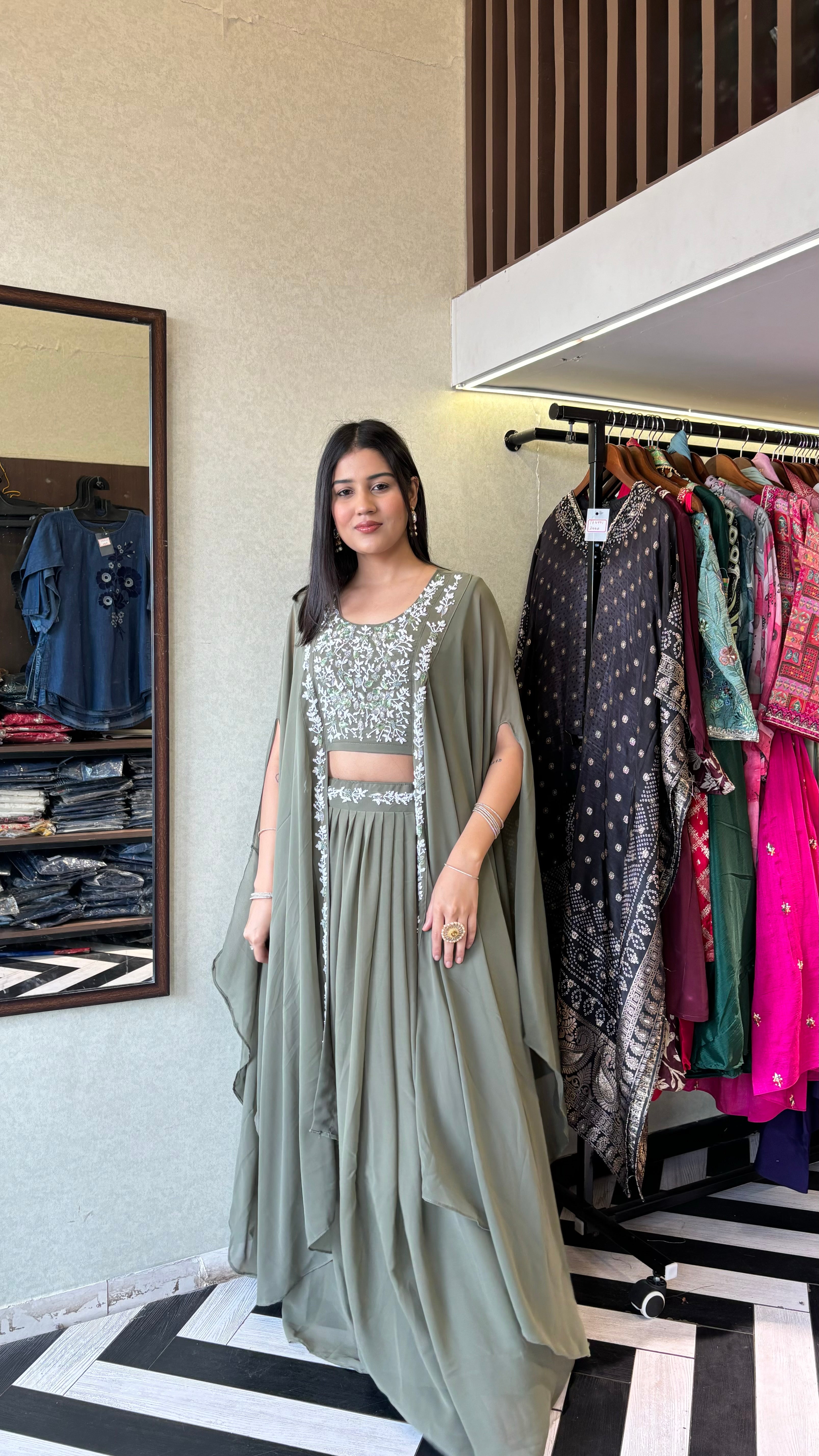 Image of Pure Georgette 2 Piece Set with work