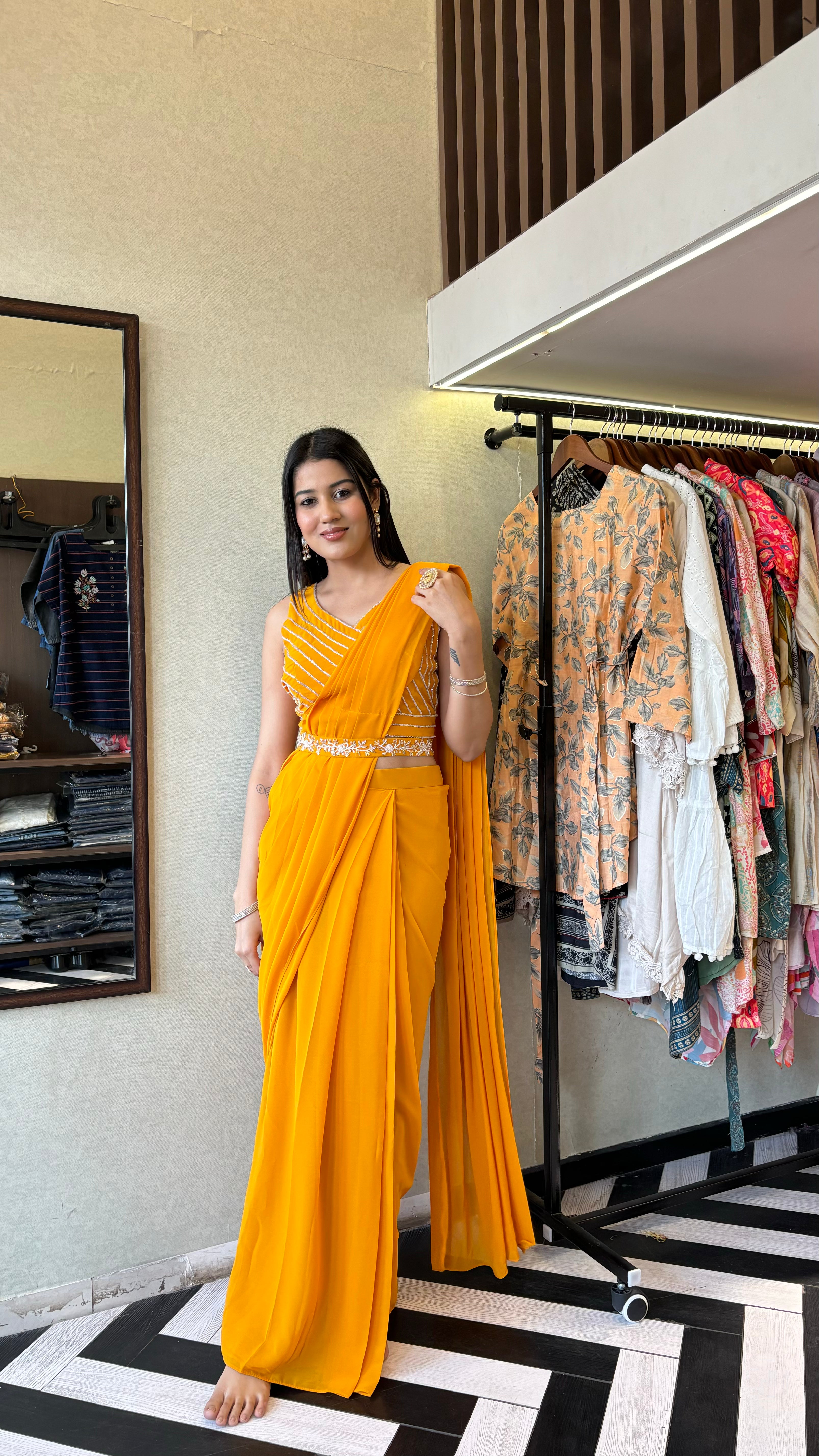 Indo Western Saree Style 3 Piece