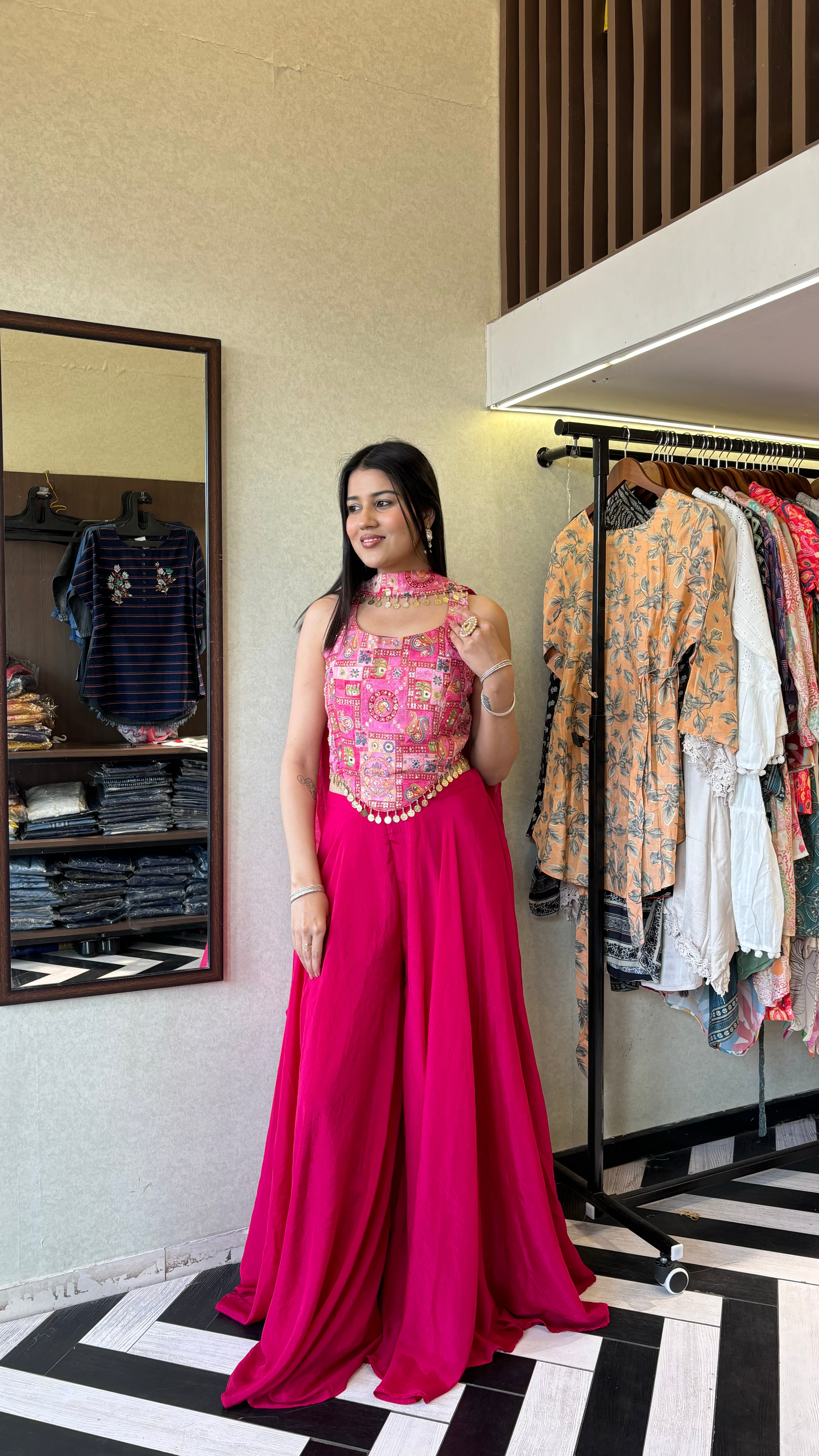 Image of Pure Georgette Indo Western Style 3  Piece