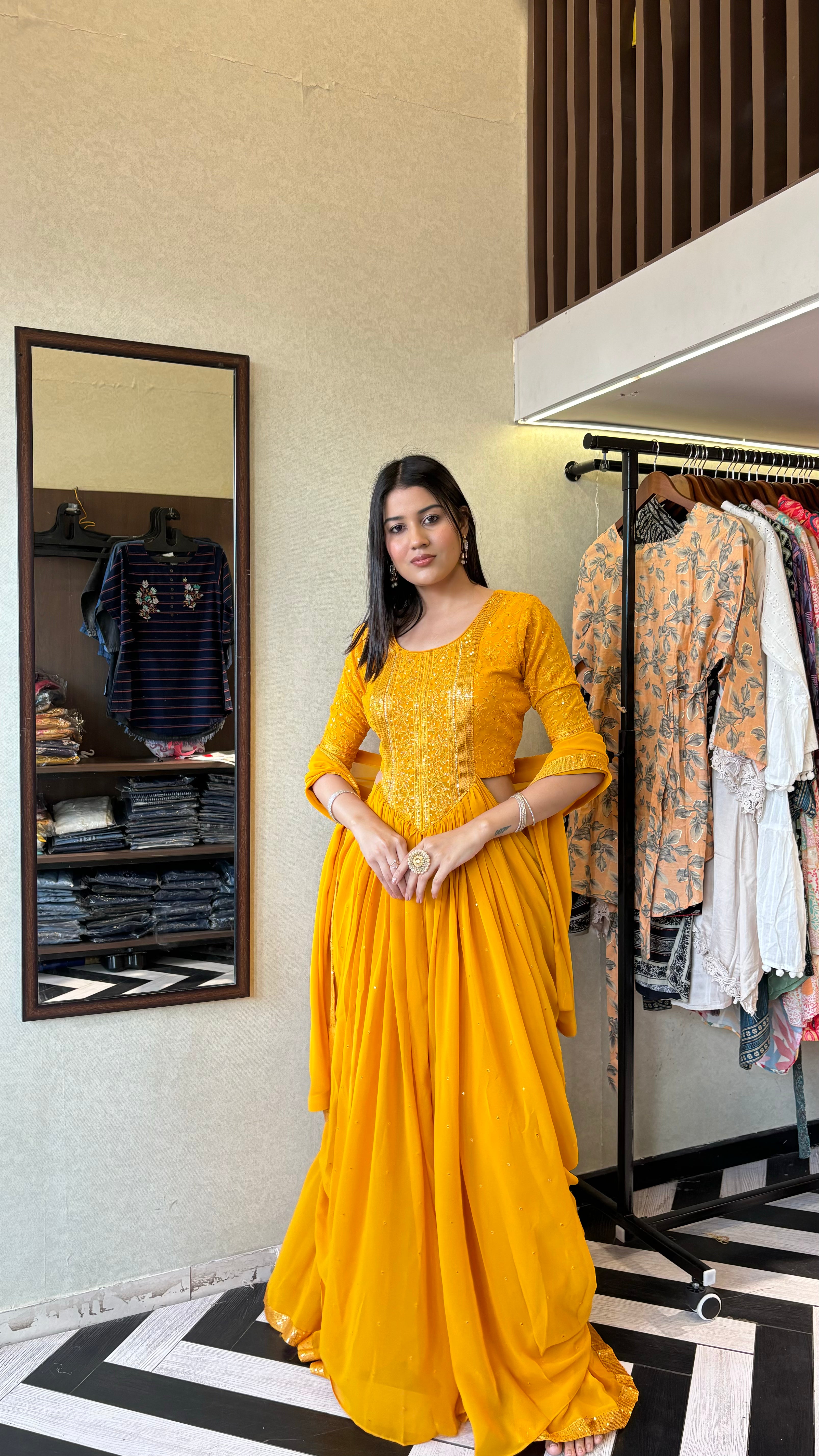 Image of Saree Style Pure Georgette  Designer 3 Piece