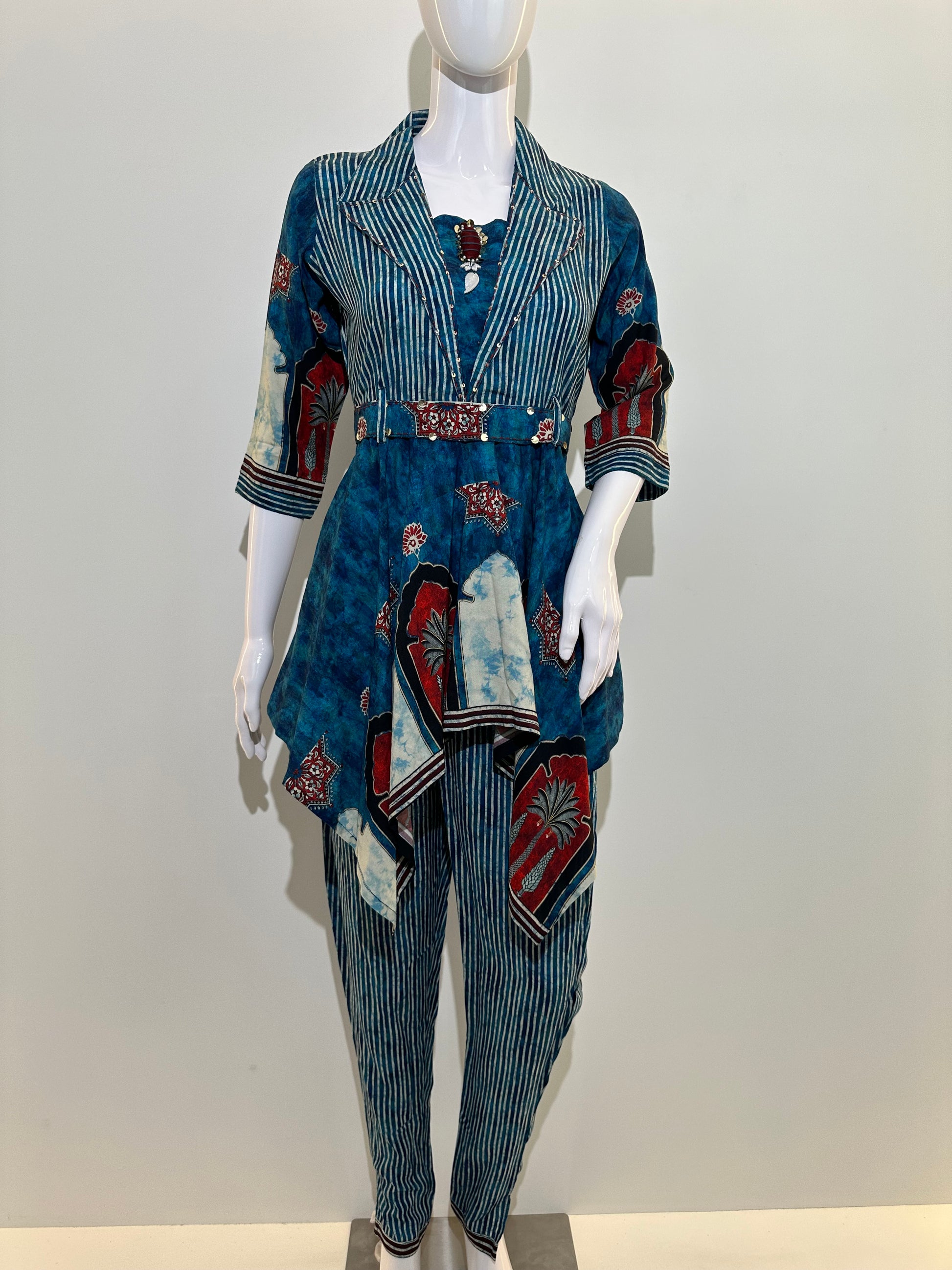 Stripe Co-ord set in Printed Rayon