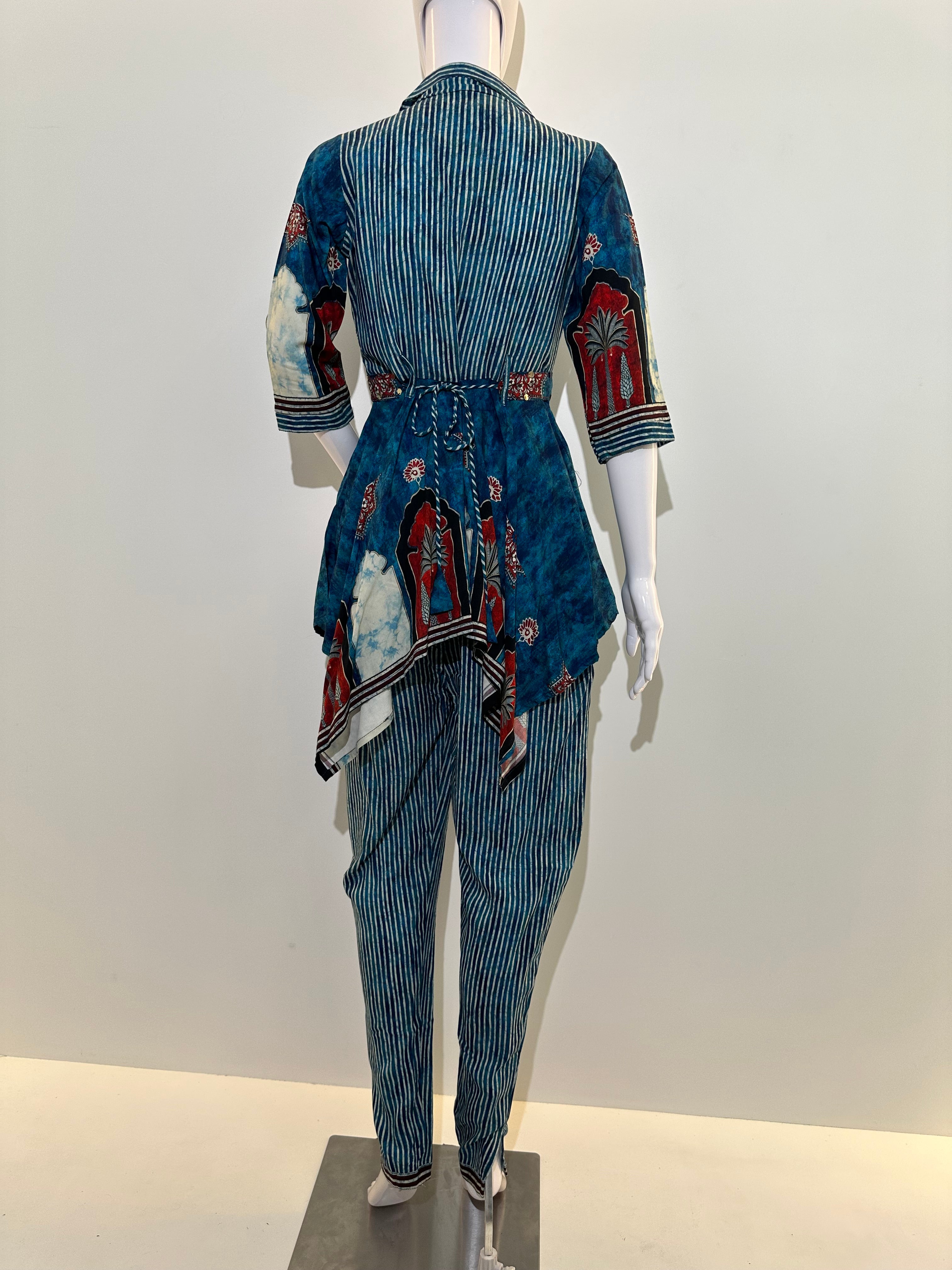 Image of Stripe Co-ord set in Printed Rayon