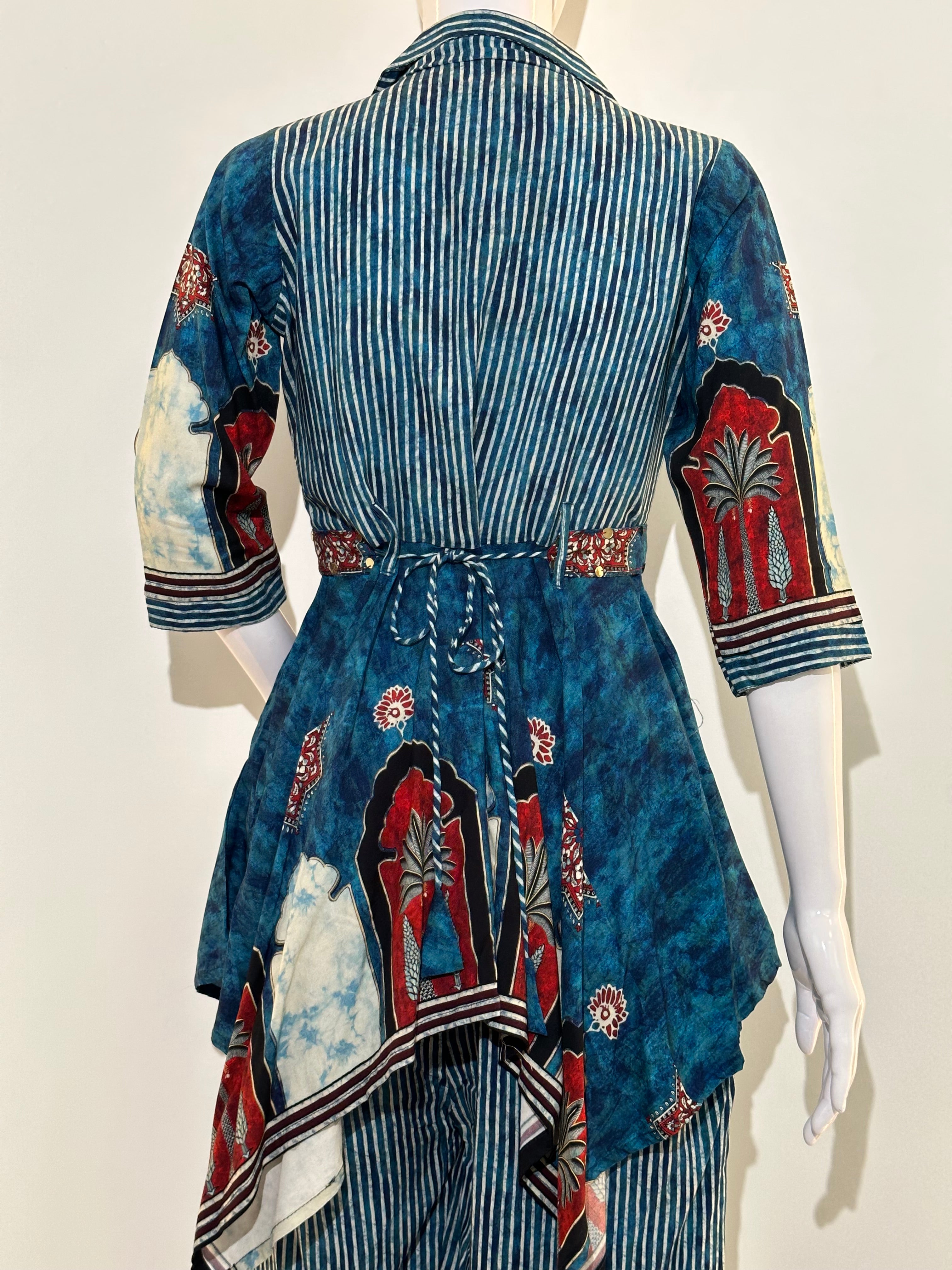 Image of Stripe Co-ord set in Printed Rayon