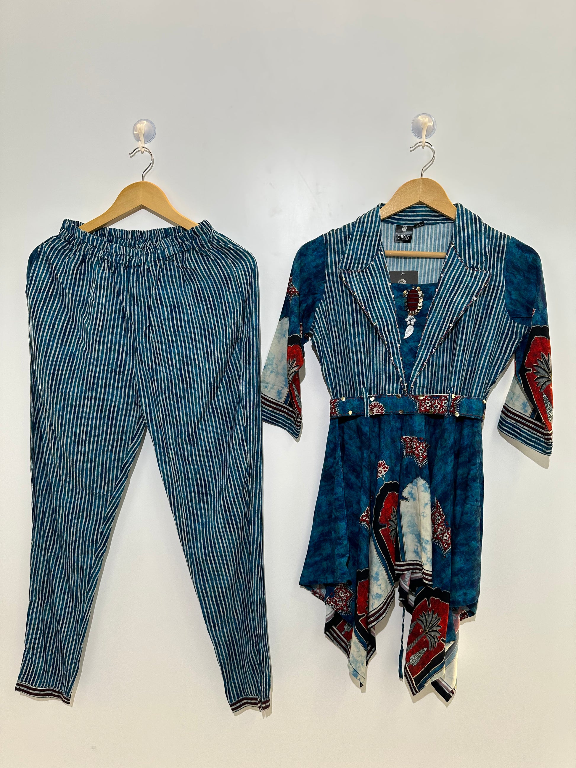 Stripe Co-ord set in Printed Rayon
