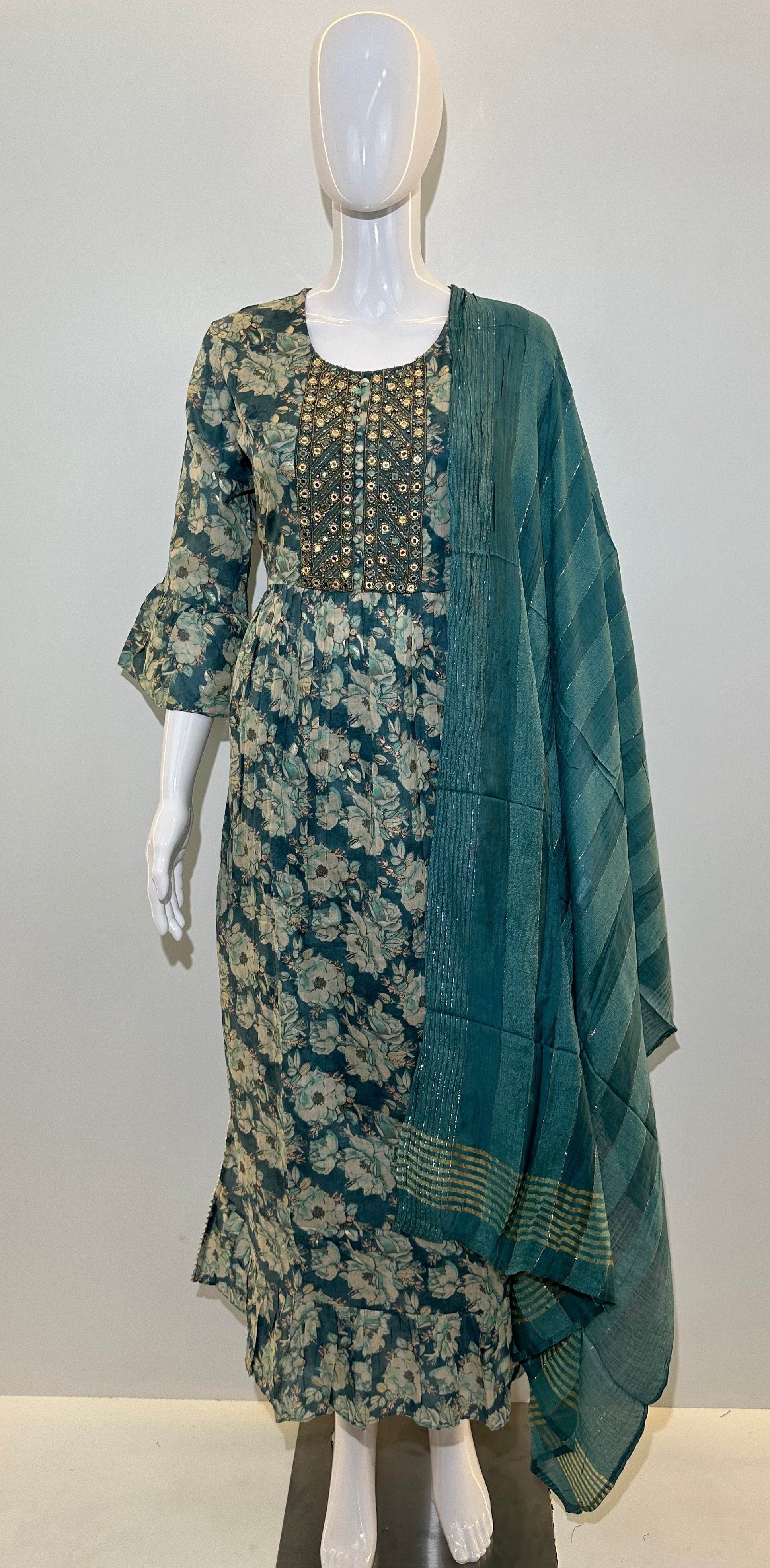 Image of Naira Cut Cotton Kurti Set - 3 Piece