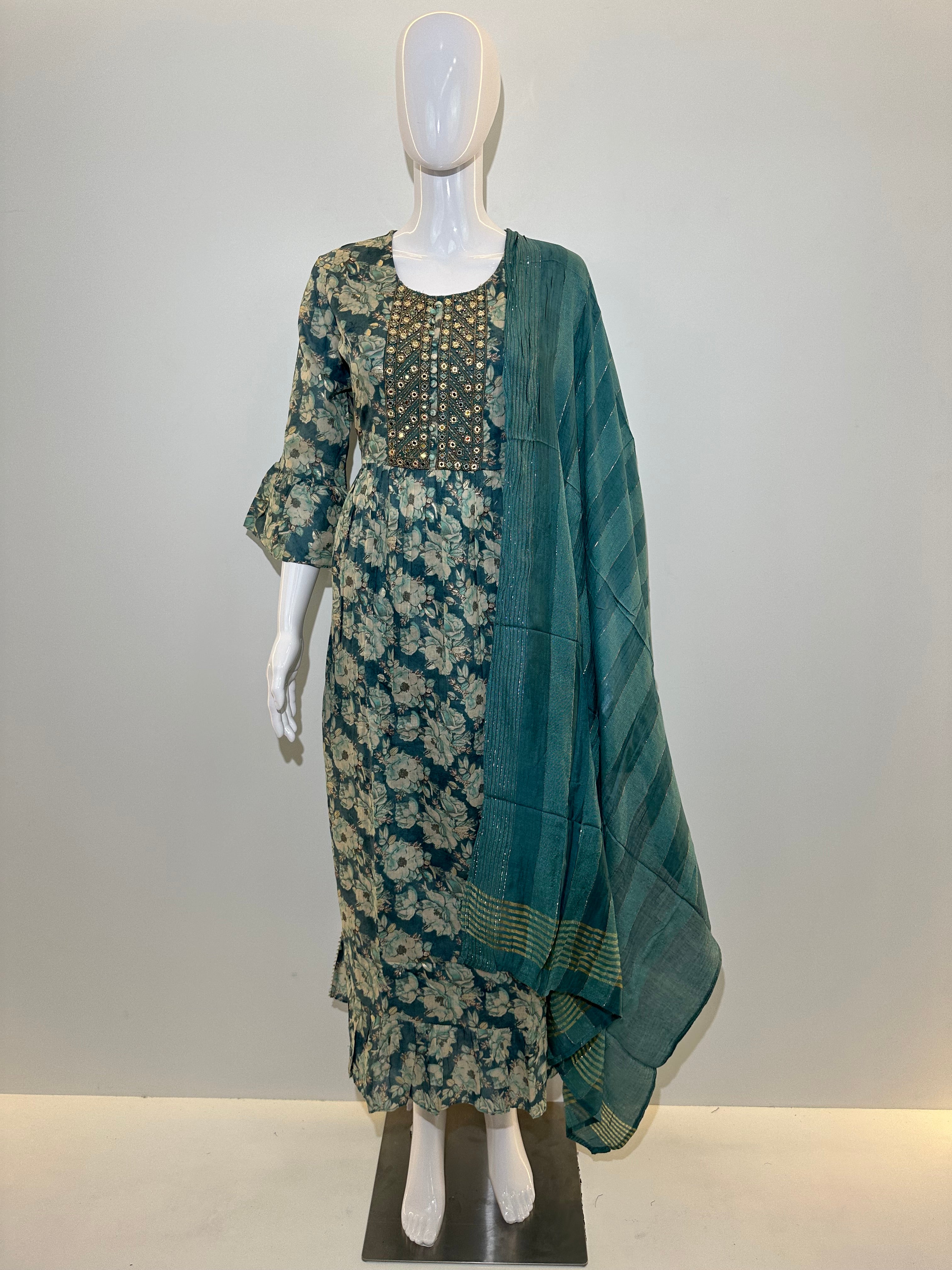 Image of Naira Cut Cotton Kurti Set - 3 Piece