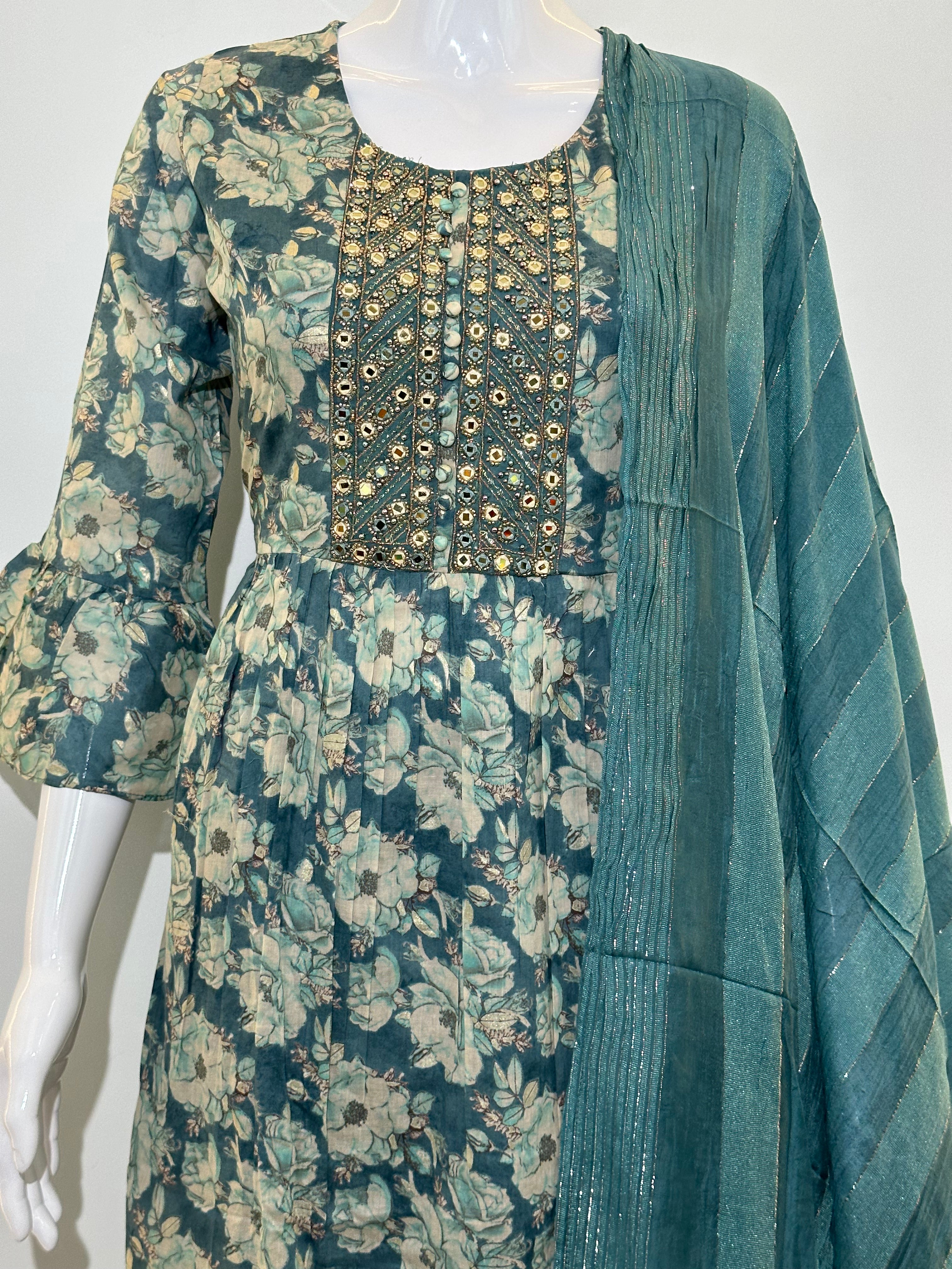 Naira Cut Cotton Kurti Set - 3 Piece