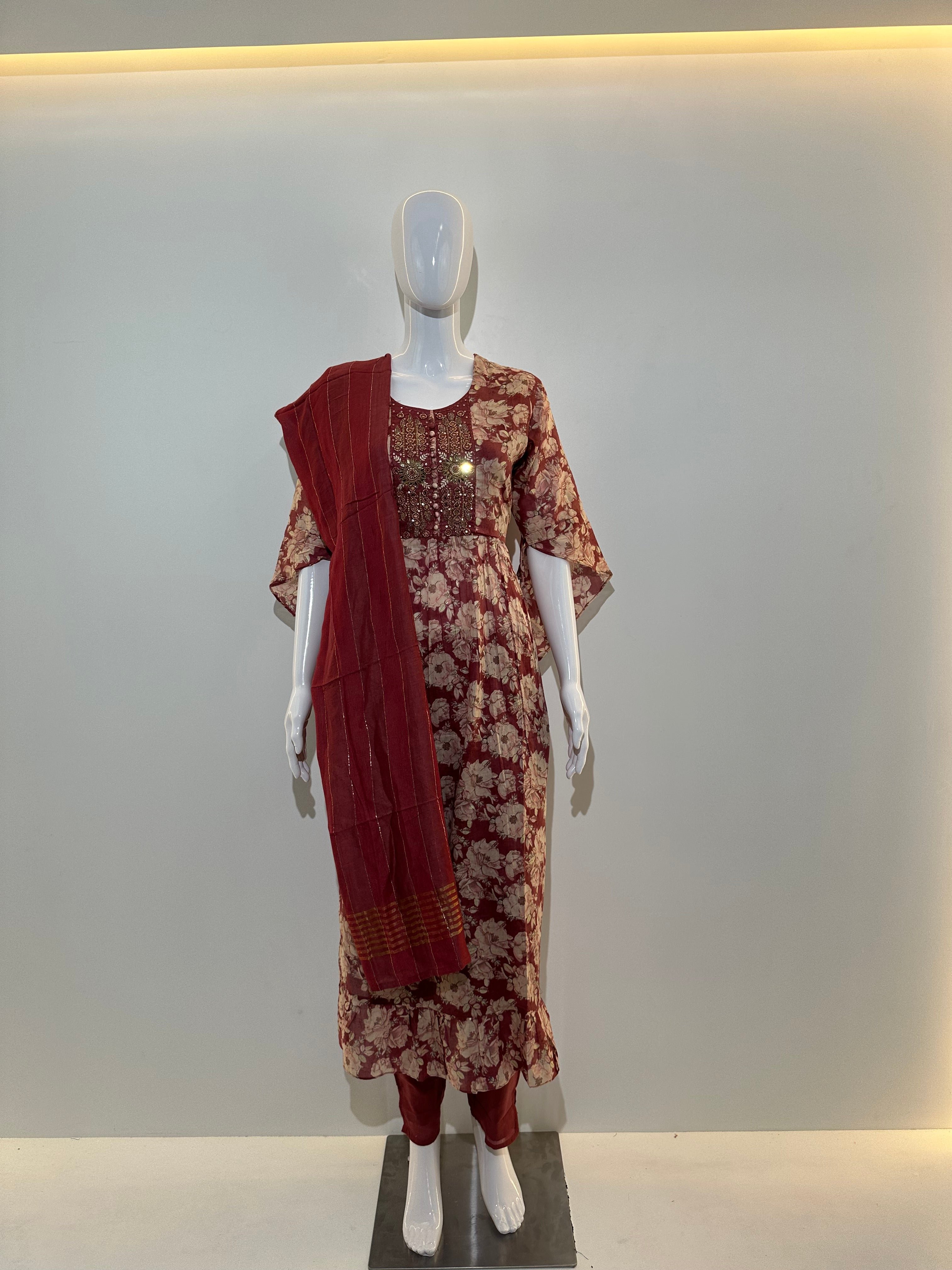 Naira Cut Cotton Kurti Set - 3 Piece