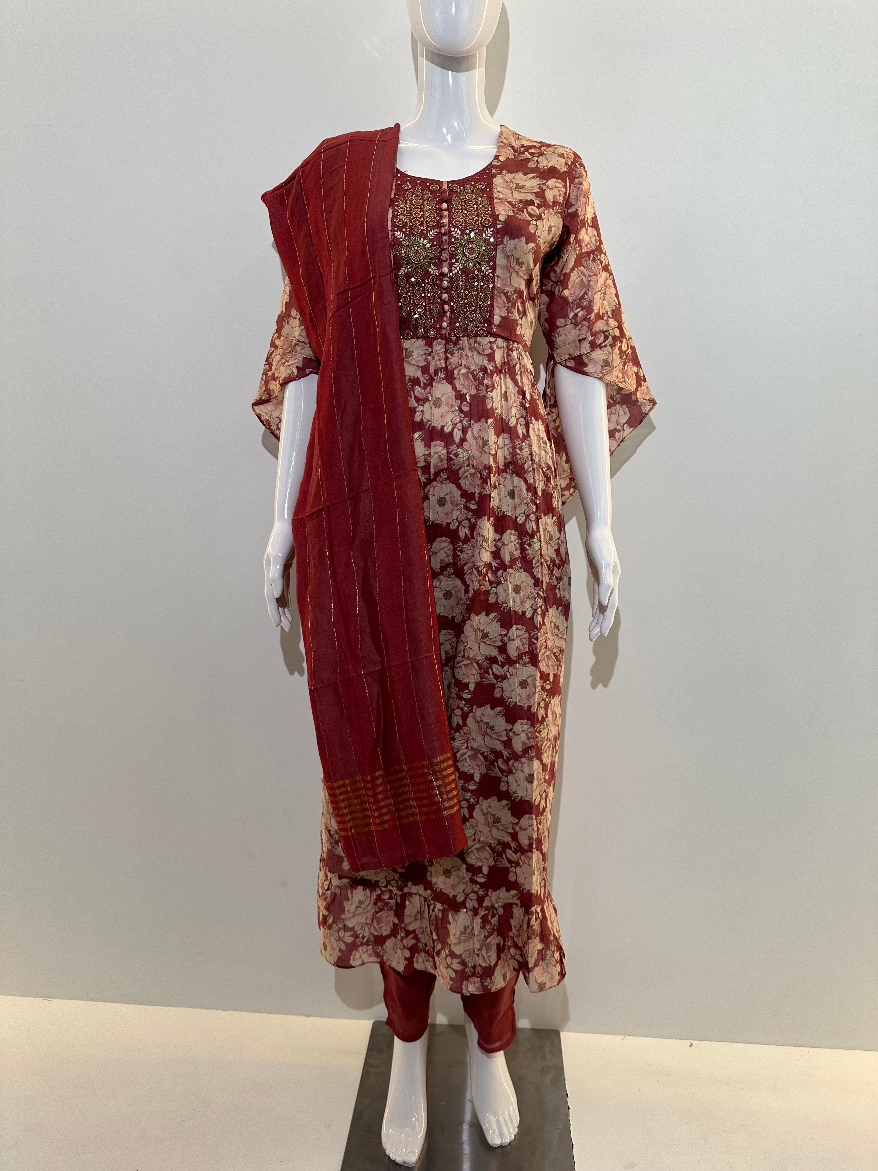 Naira Cut Cotton Kurti Set - 3 Piece