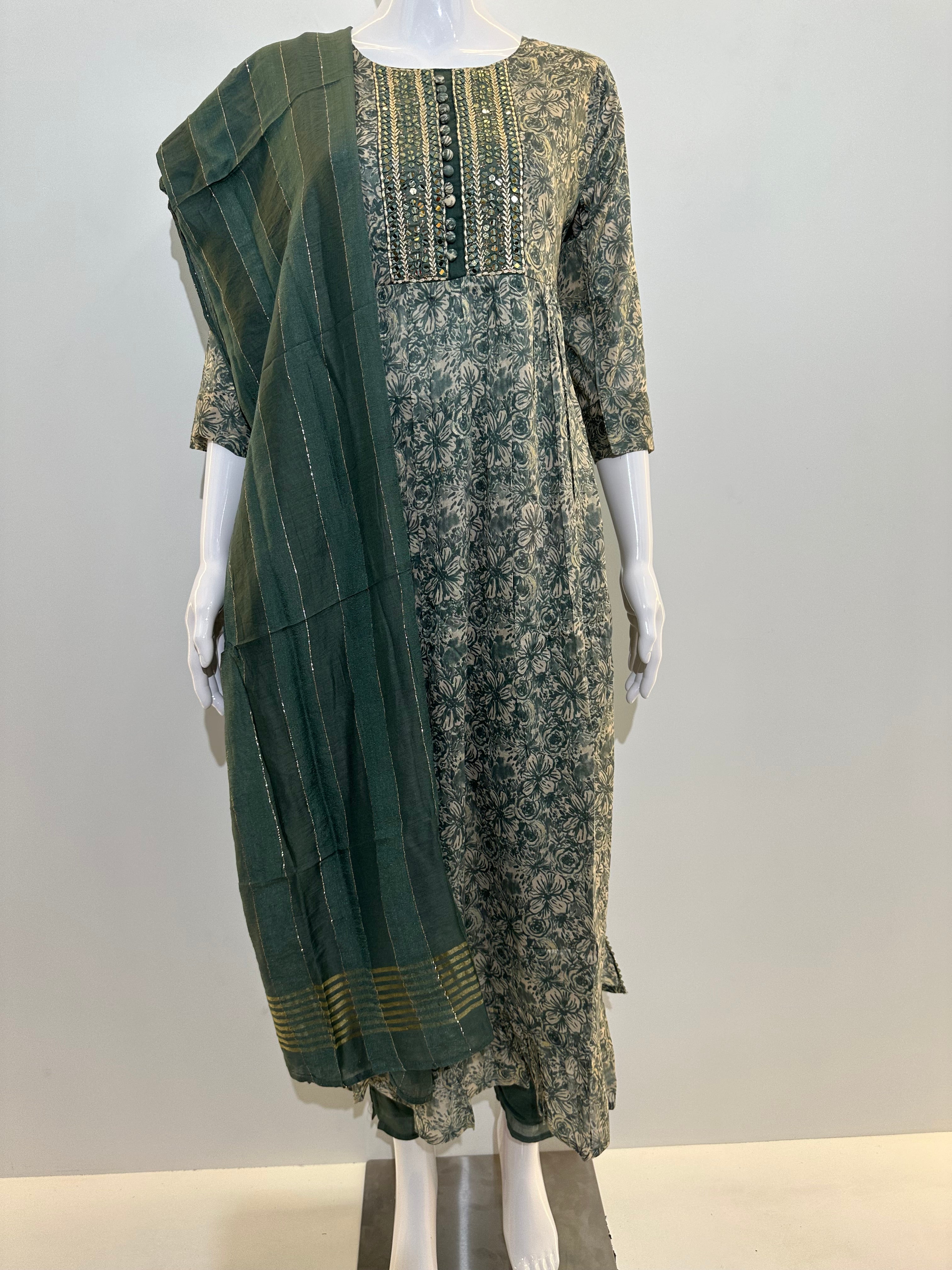 Image of 3 Piece Mull Cotton Kurti Set
