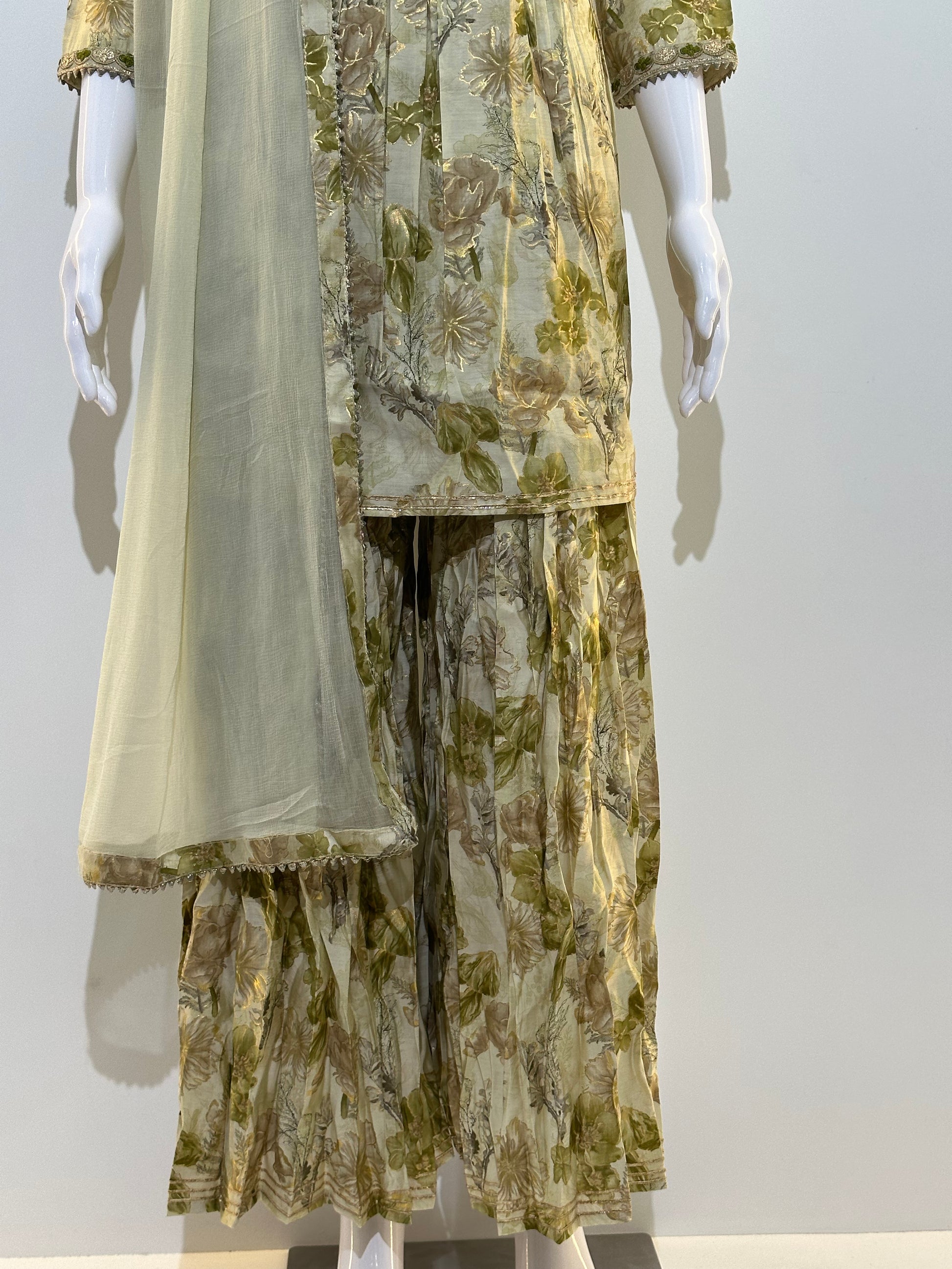 Alia Cut with Sharara Pant - 3 Piece