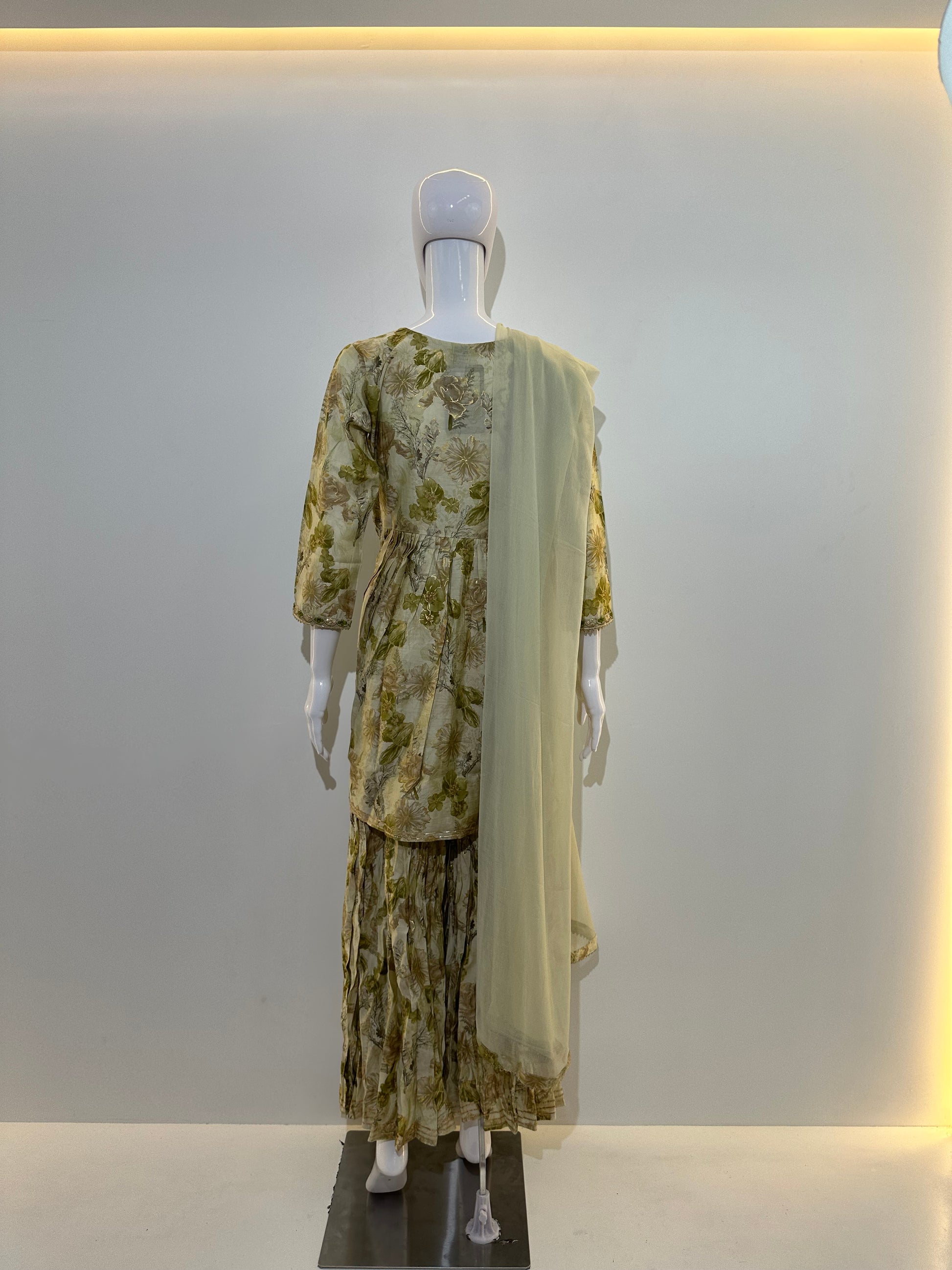 Alia Cut with Sharara Pant - 3 Piece