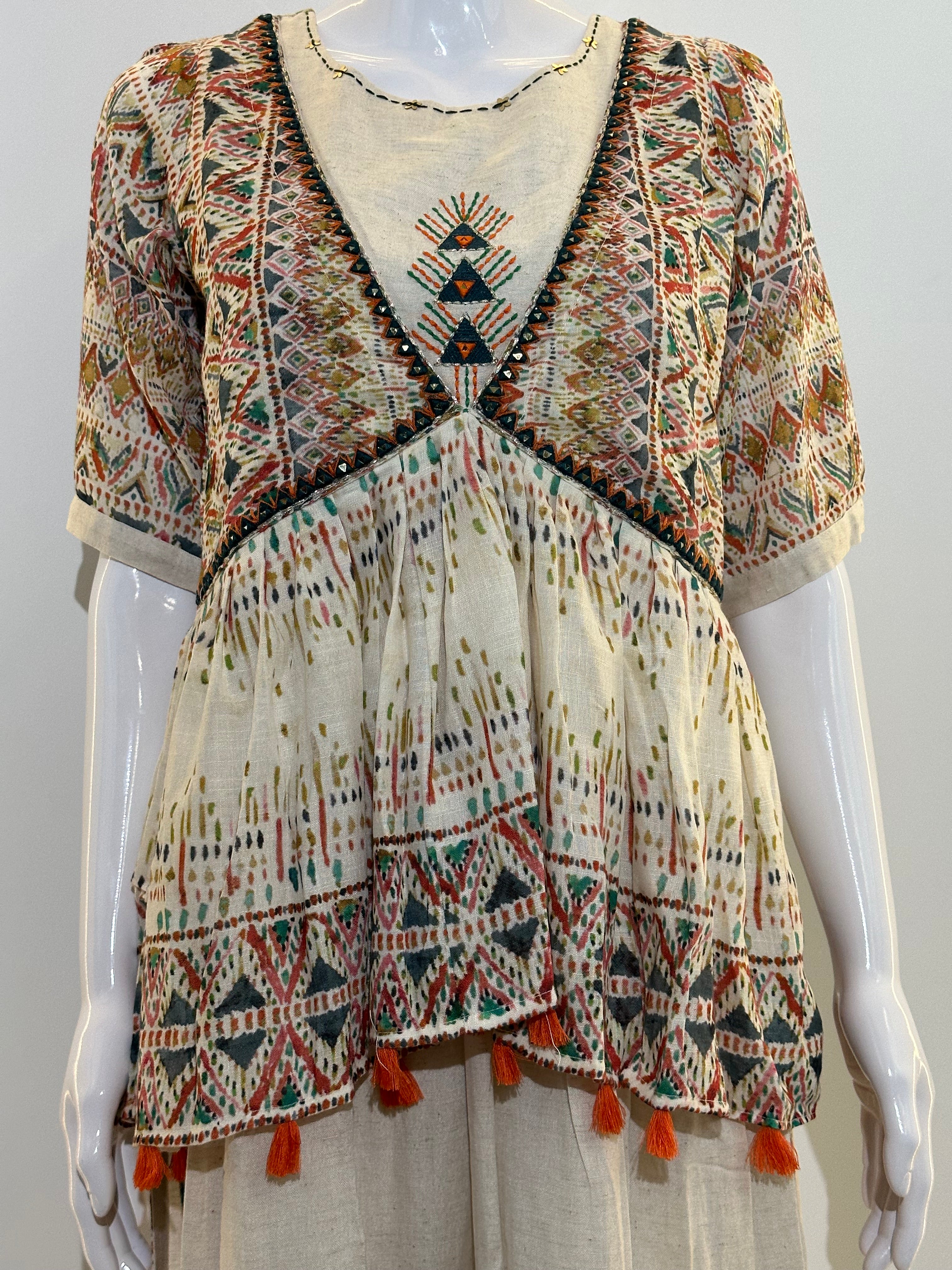 Image of Khadi Block Print Cotton Kurti Set- With Palazzo