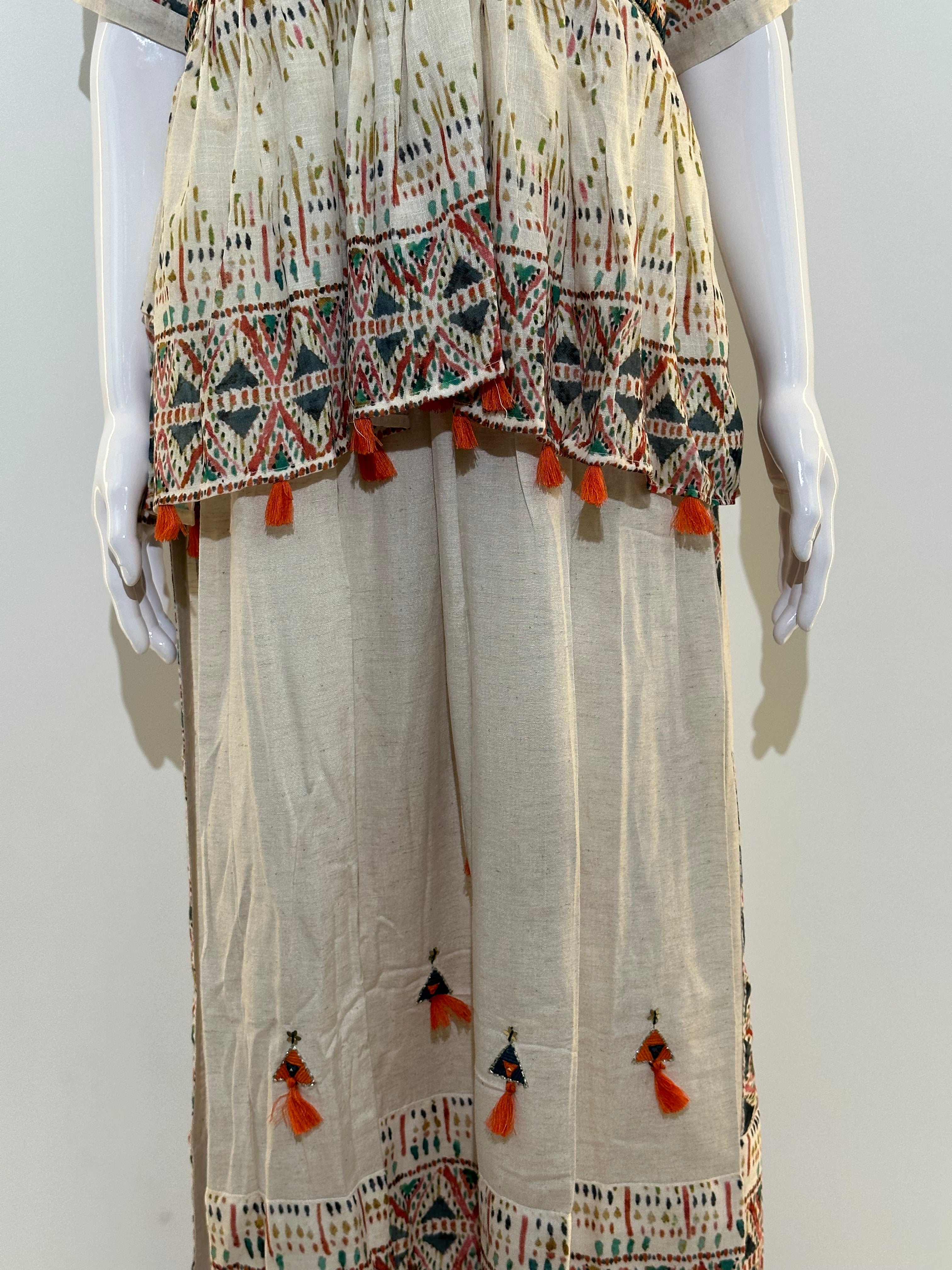 Image of Khadi Block Print Cotton Kurti Set- With Palazzo