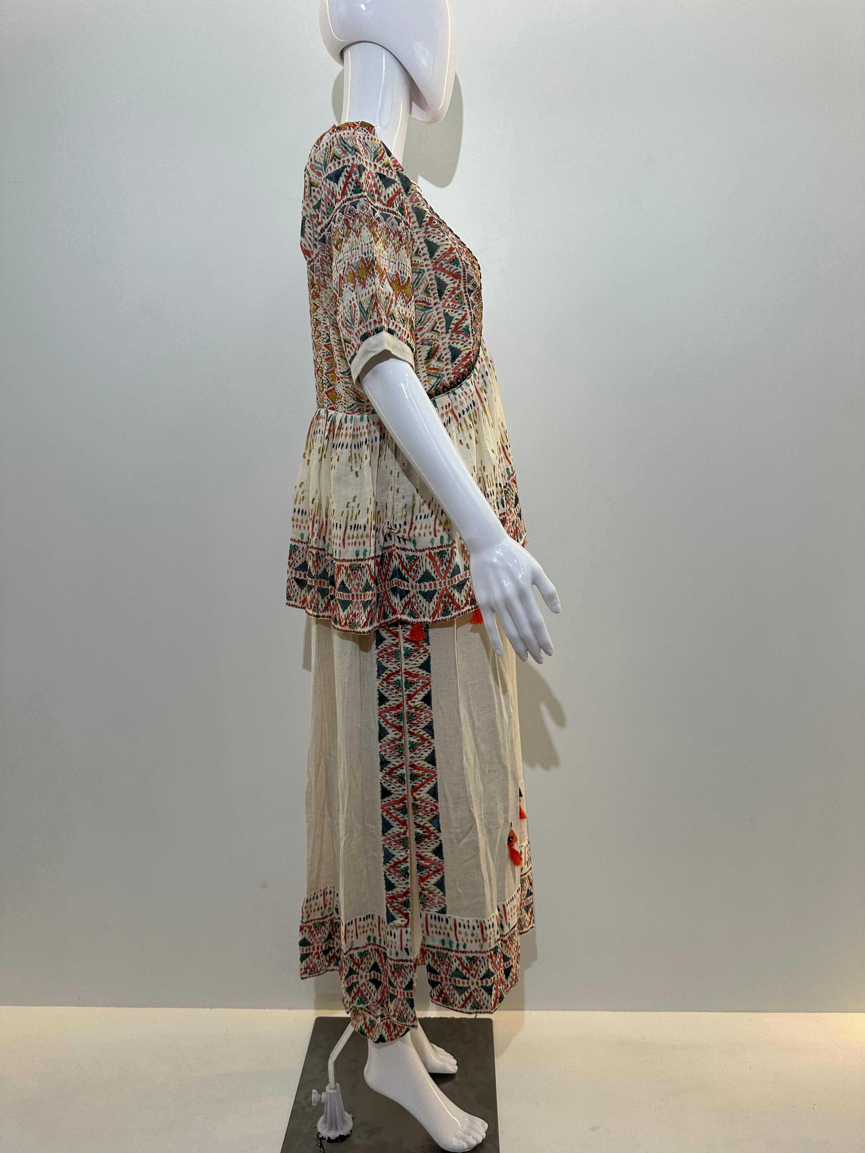 Image of Khadi Block Print Cotton Kurti Set- With Palazzo